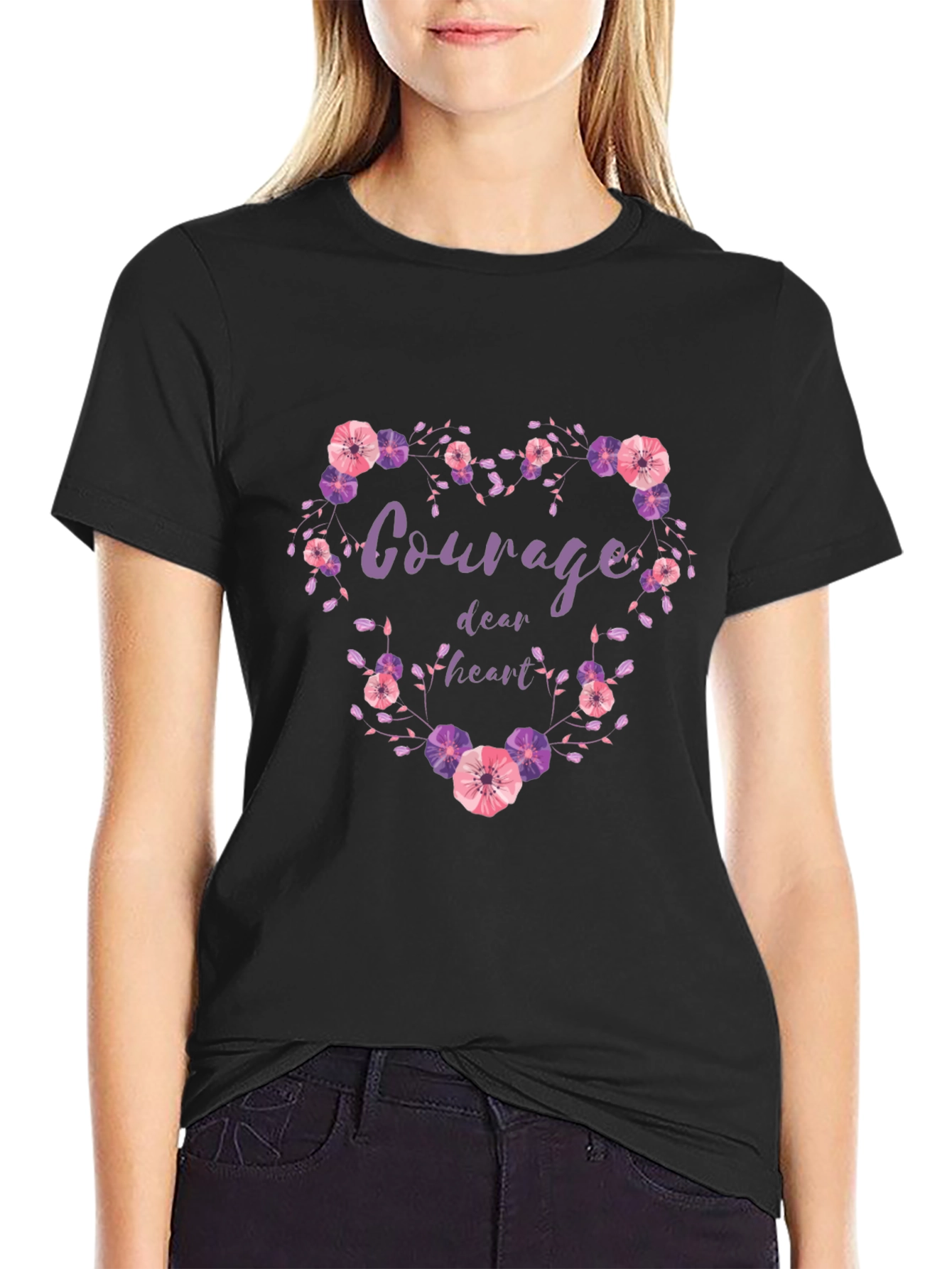Courage Dear Heart Floral Heart T-Shirt
