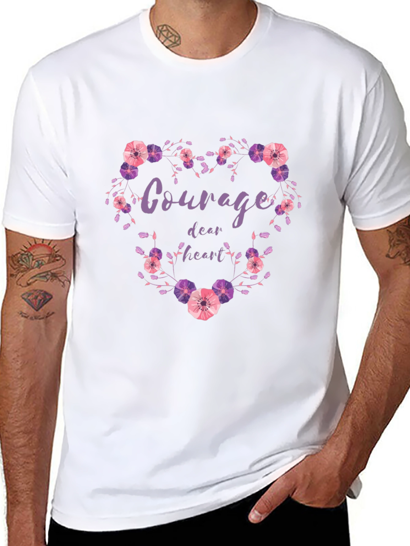 Courage Dear Heart Floral Heart T-Shirt