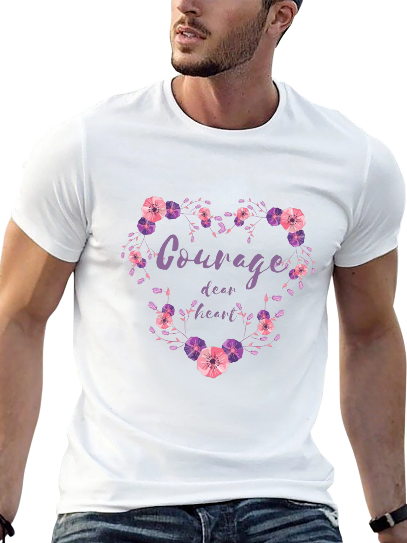 Courage Dear Heart Floral Heart T-Shirt