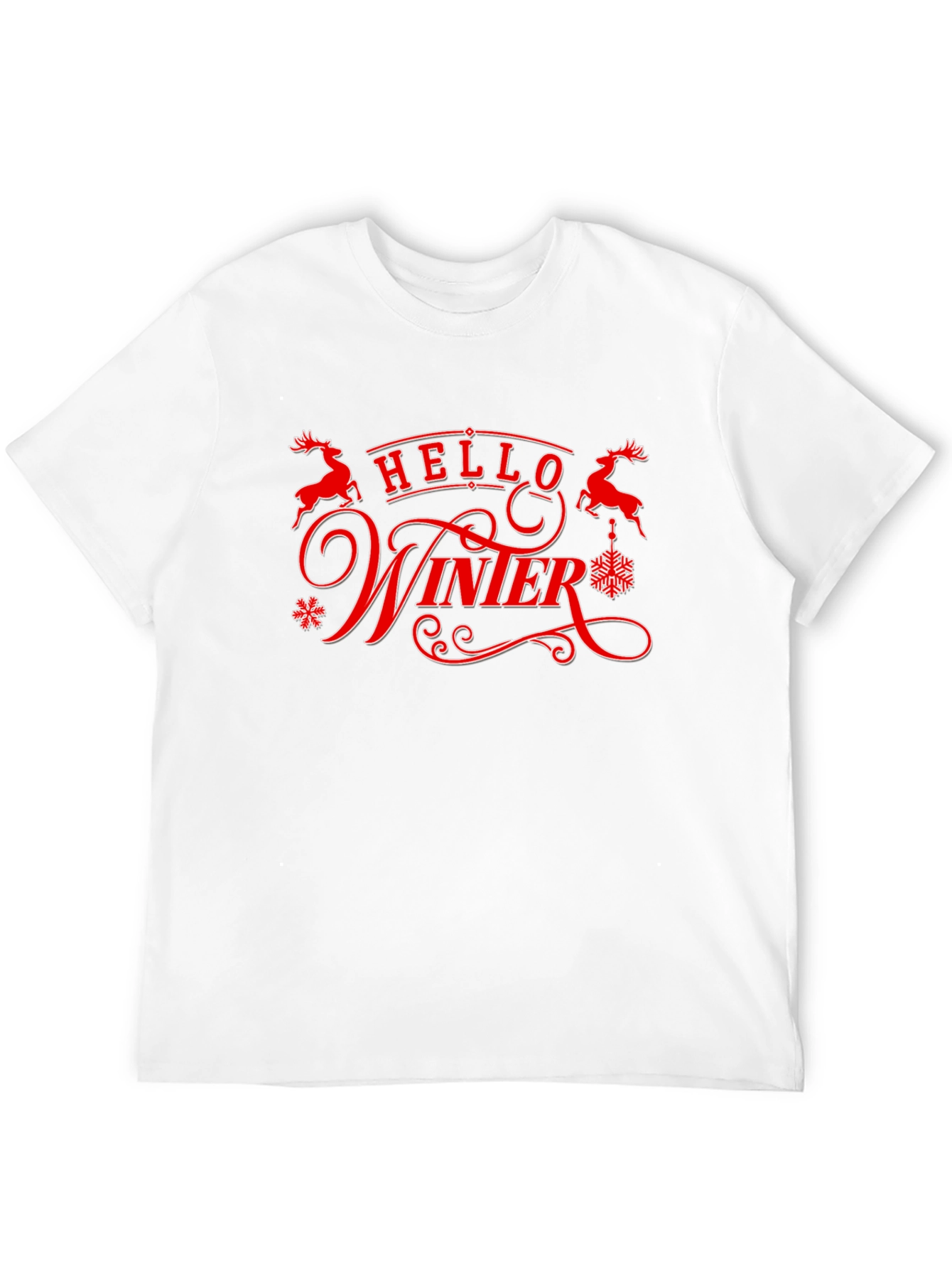 Hello Winter Graphic Tee - Holiday Season Shirt