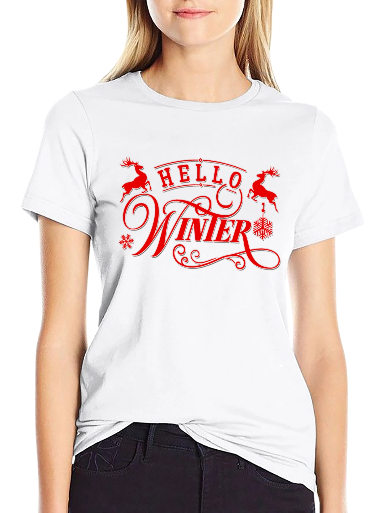 Hello Winter Graphic Tee - Holiday Season Shirt