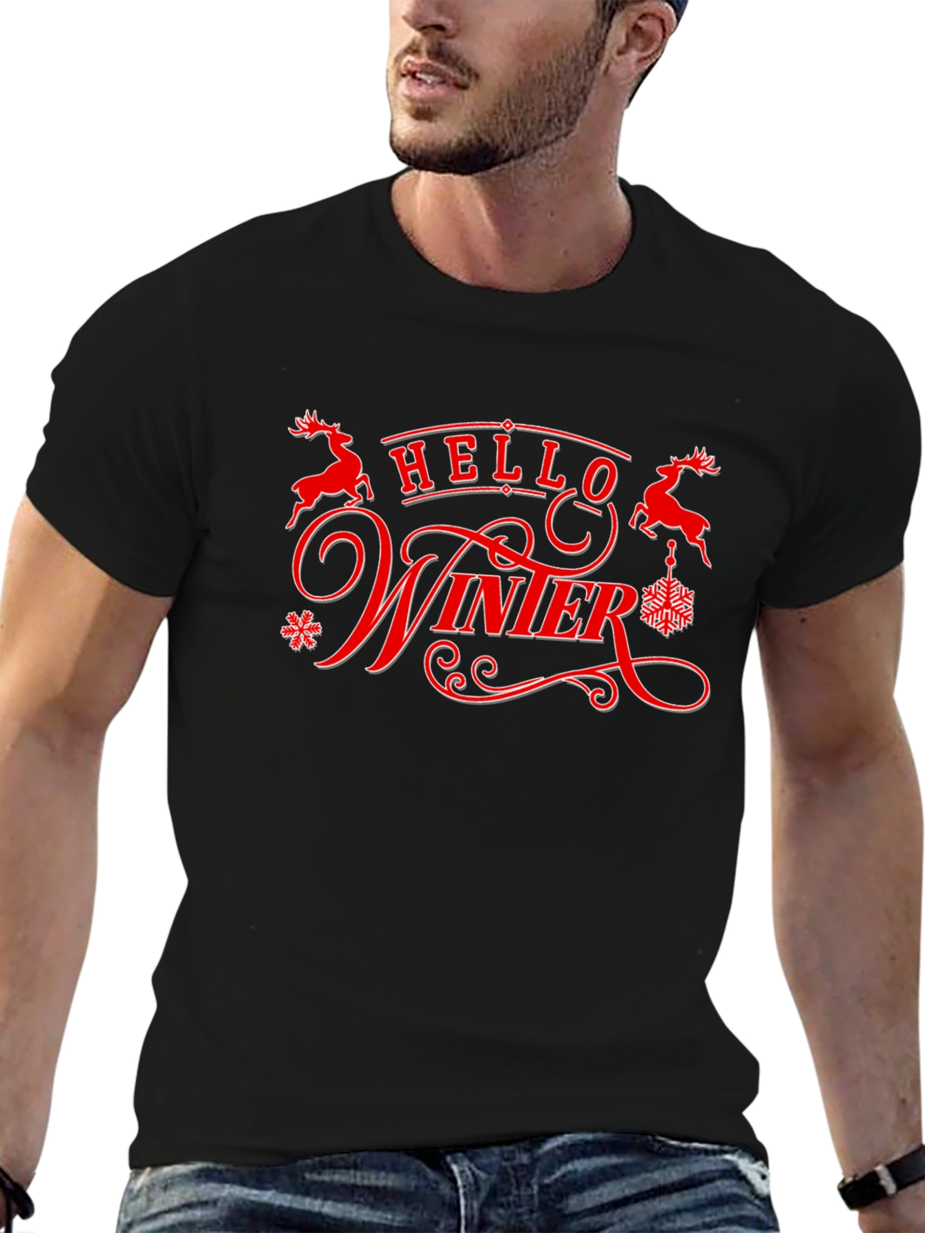 Hello Winter Graphic Tee - Holiday Season Shirt