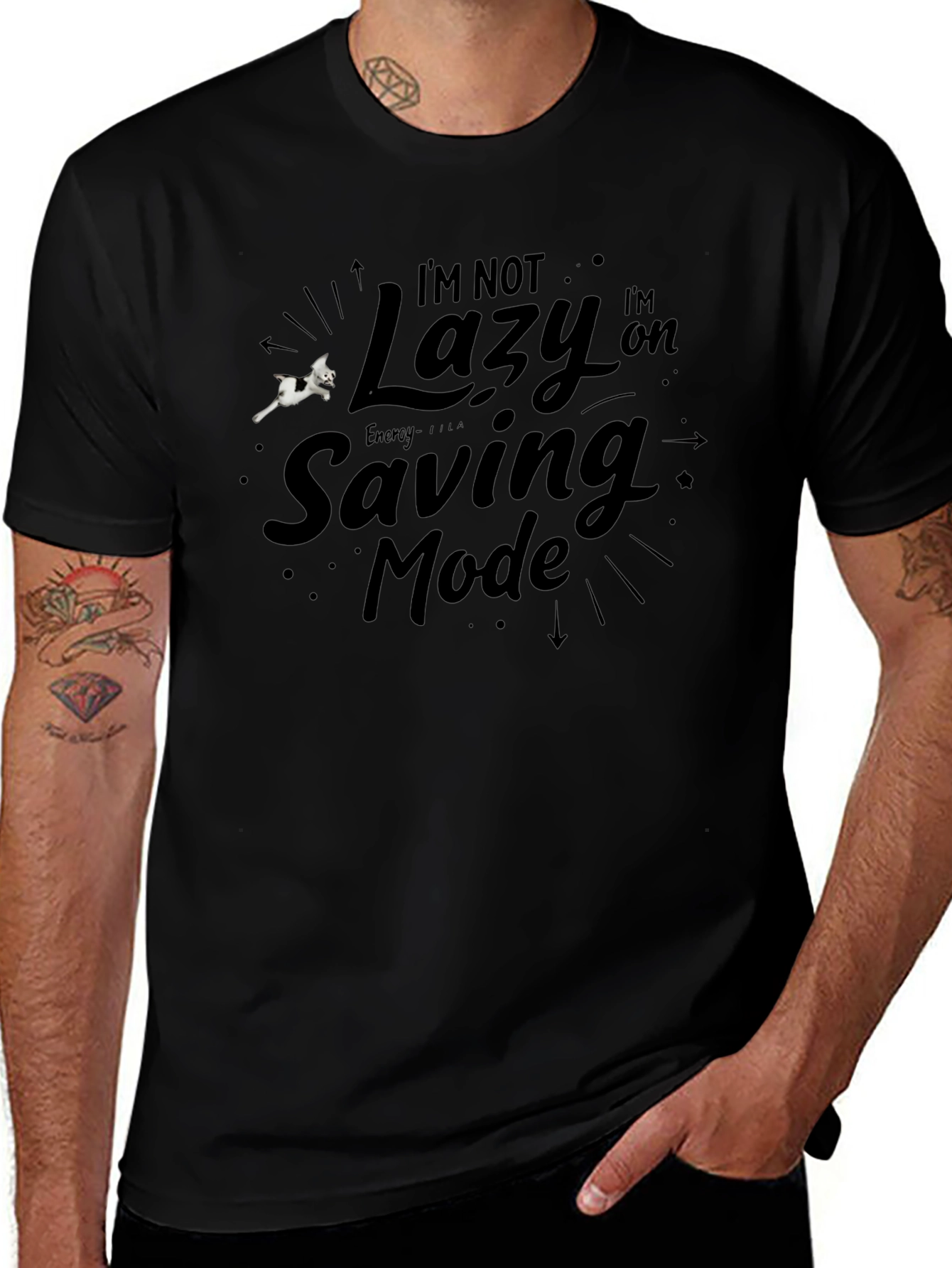 Lazy Mode T-Shirt - Black Cotton Tee