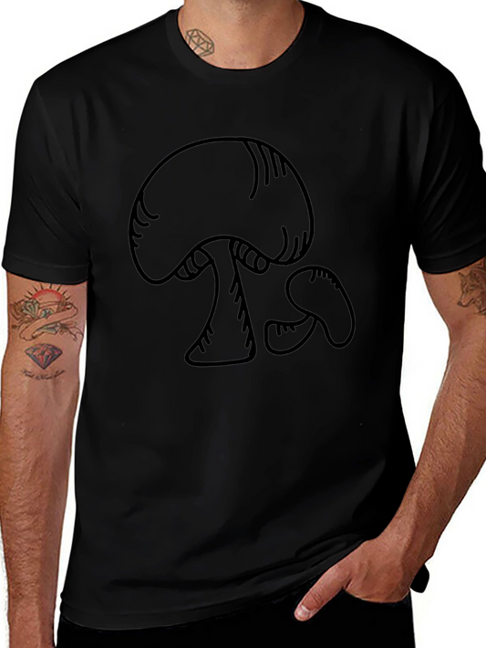 Mushroom Graphic Tee - Classic Black Cotton T-Shirt