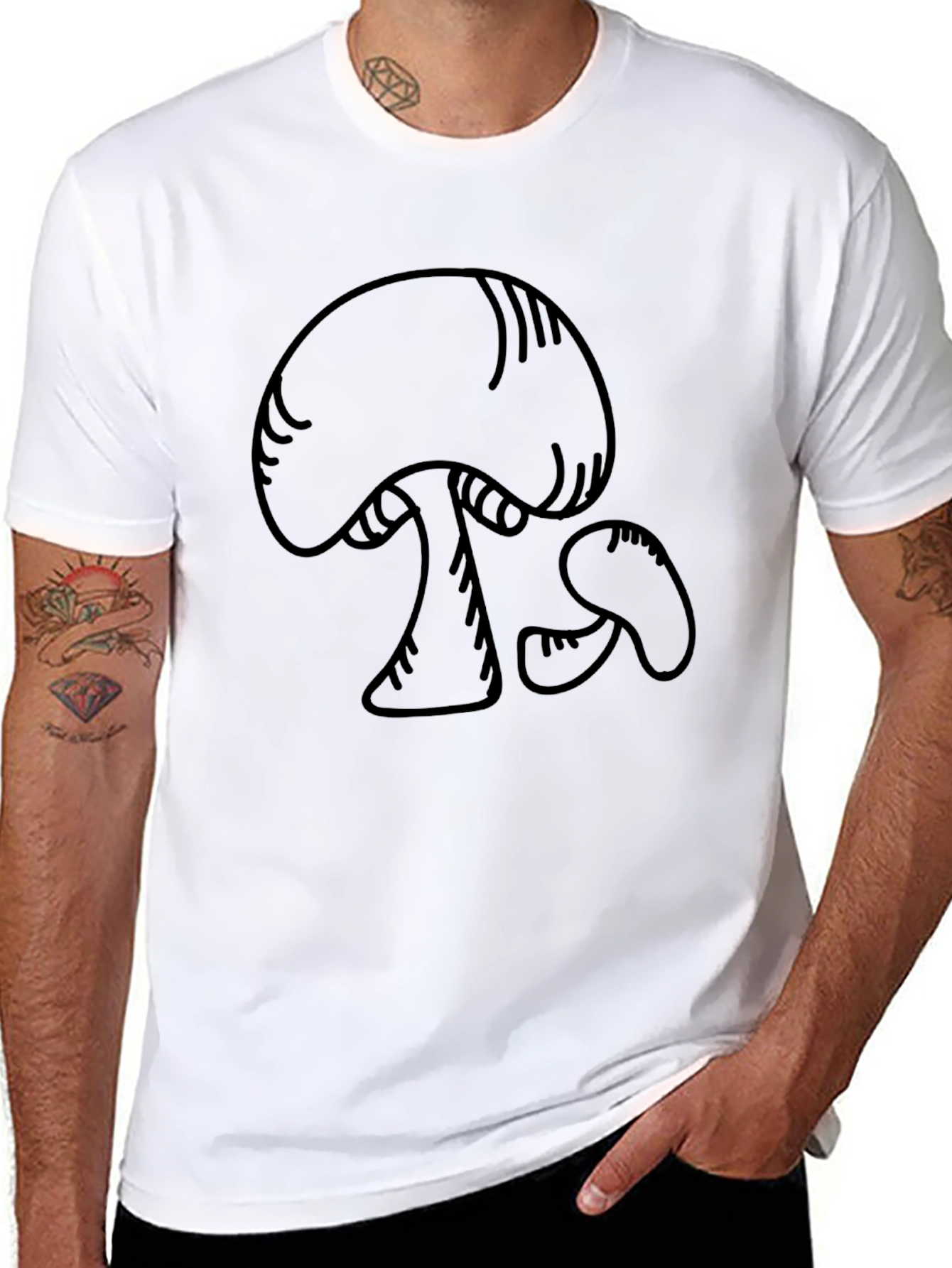 Mushroom Graphic Tee - Classic Black Cotton T-Shirt