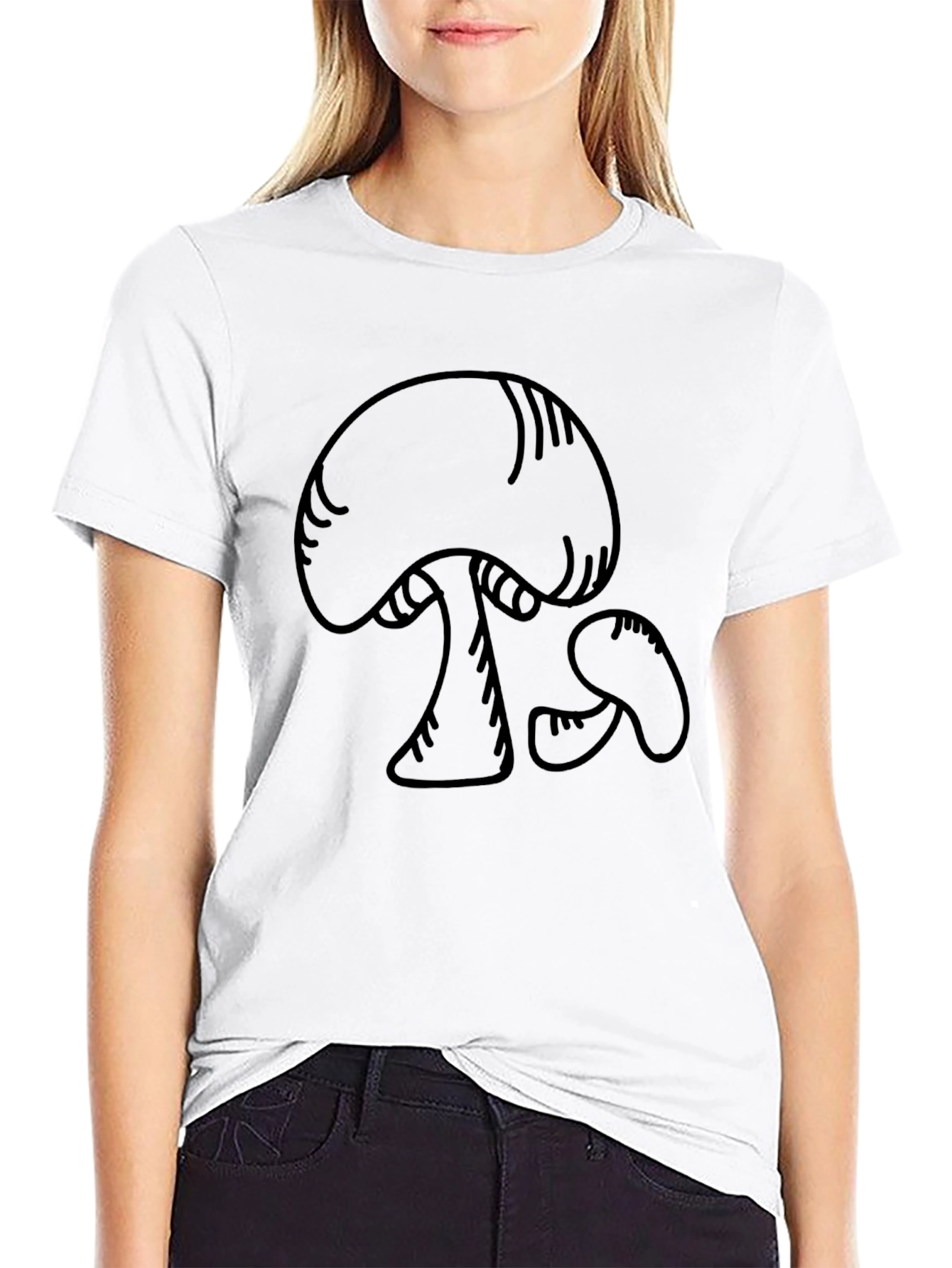 Mushroom Graphic Tee - Classic Black Cotton T-Shirt