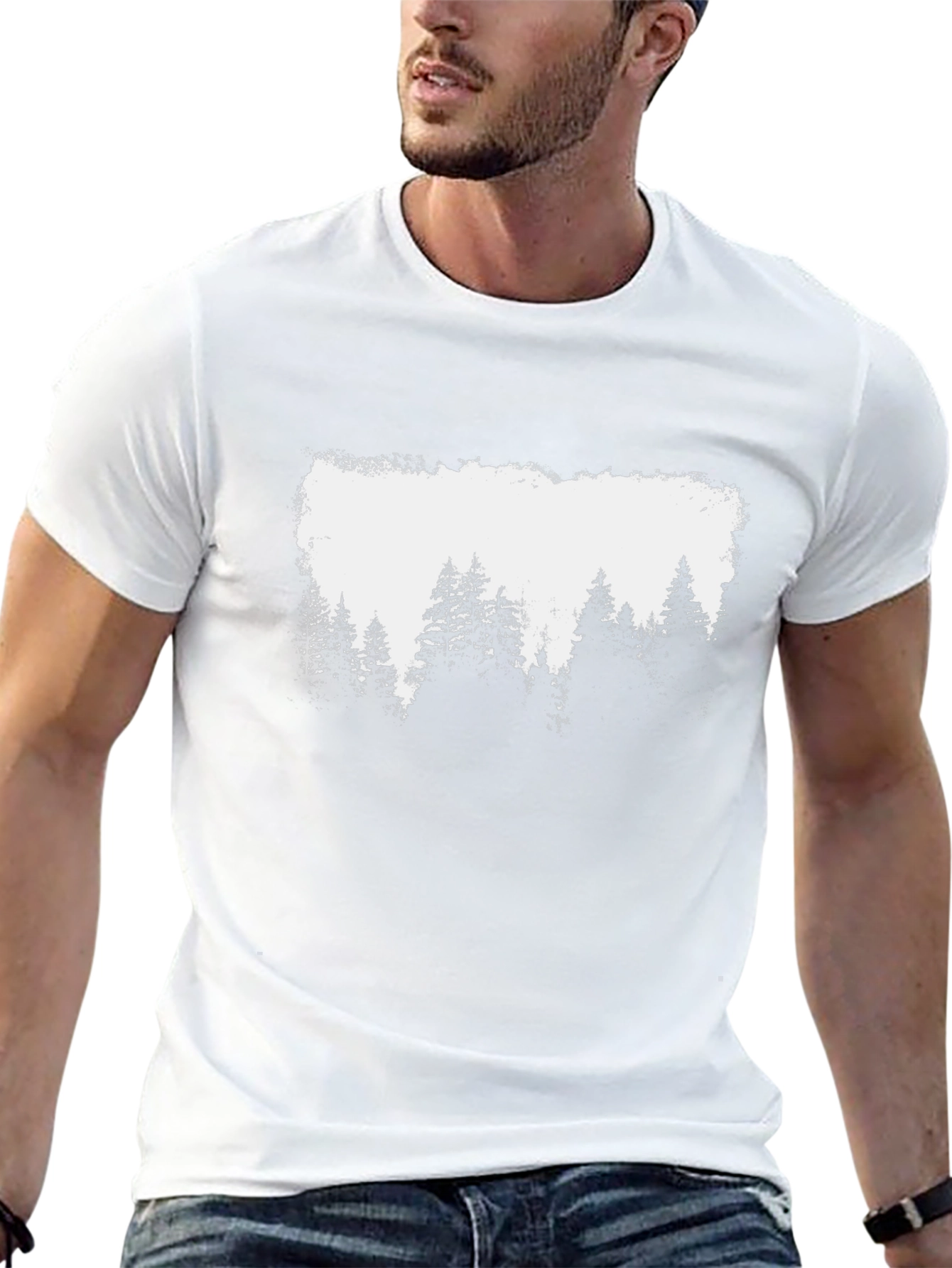 Forest Silhouette Graphic Tee - Black Cotton Blend