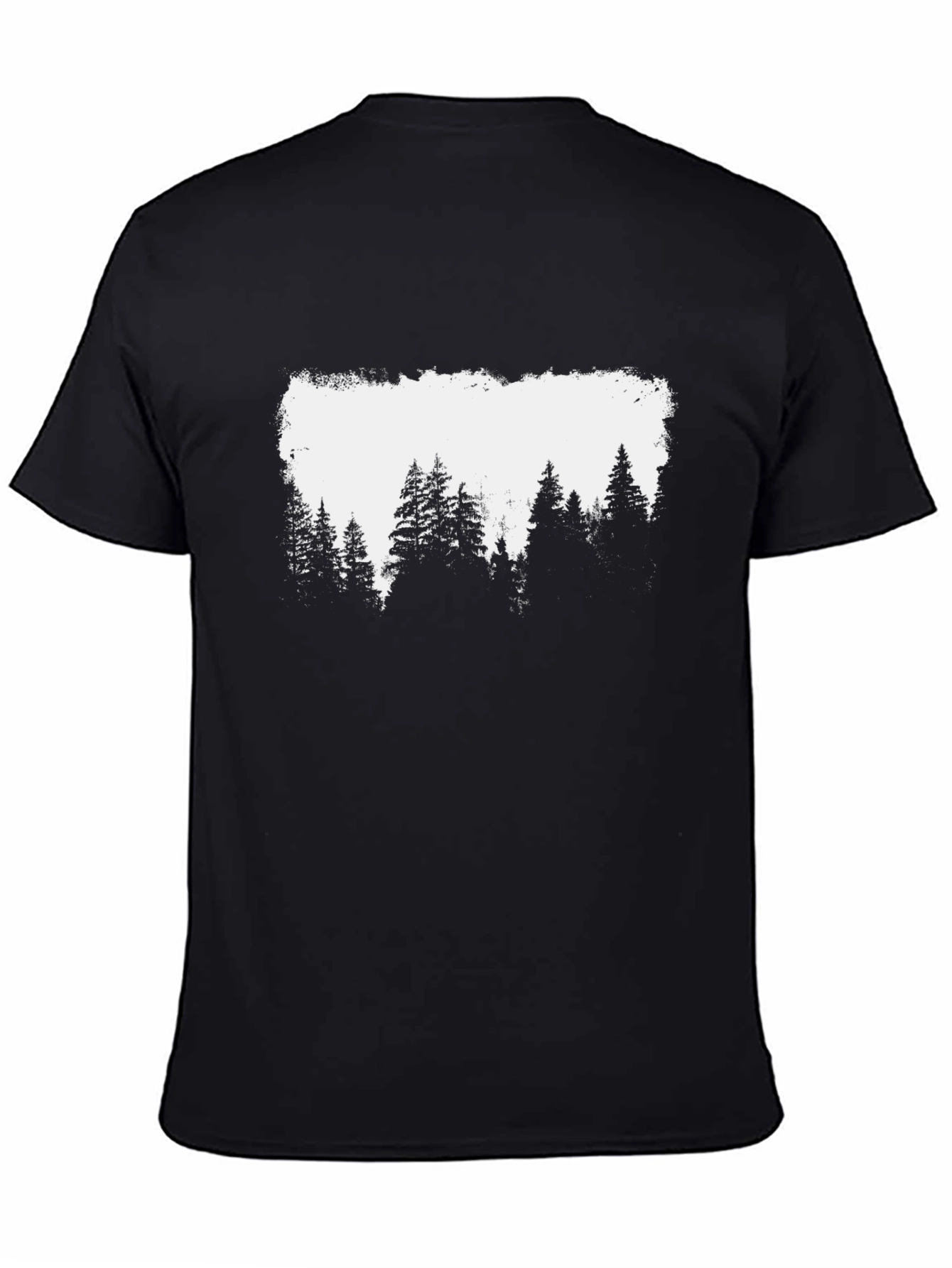 Forest Silhouette Graphic Tee - Black Cotton Blend