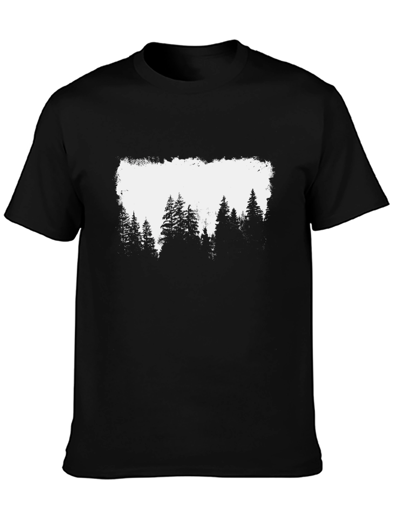 Forest Silhouette Graphic Tee - Black Cotton Blend