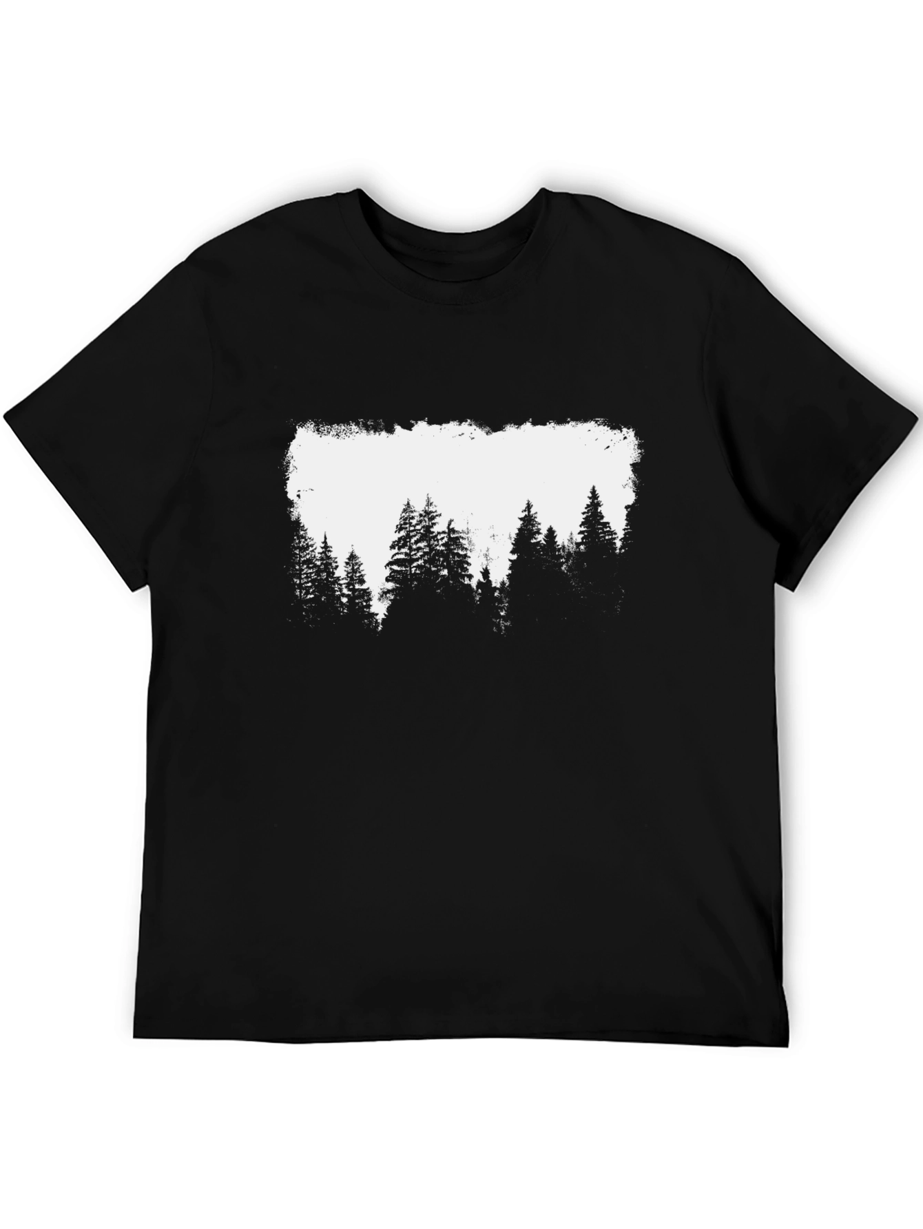 Forest Silhouette Graphic Tee - Black Cotton Blend