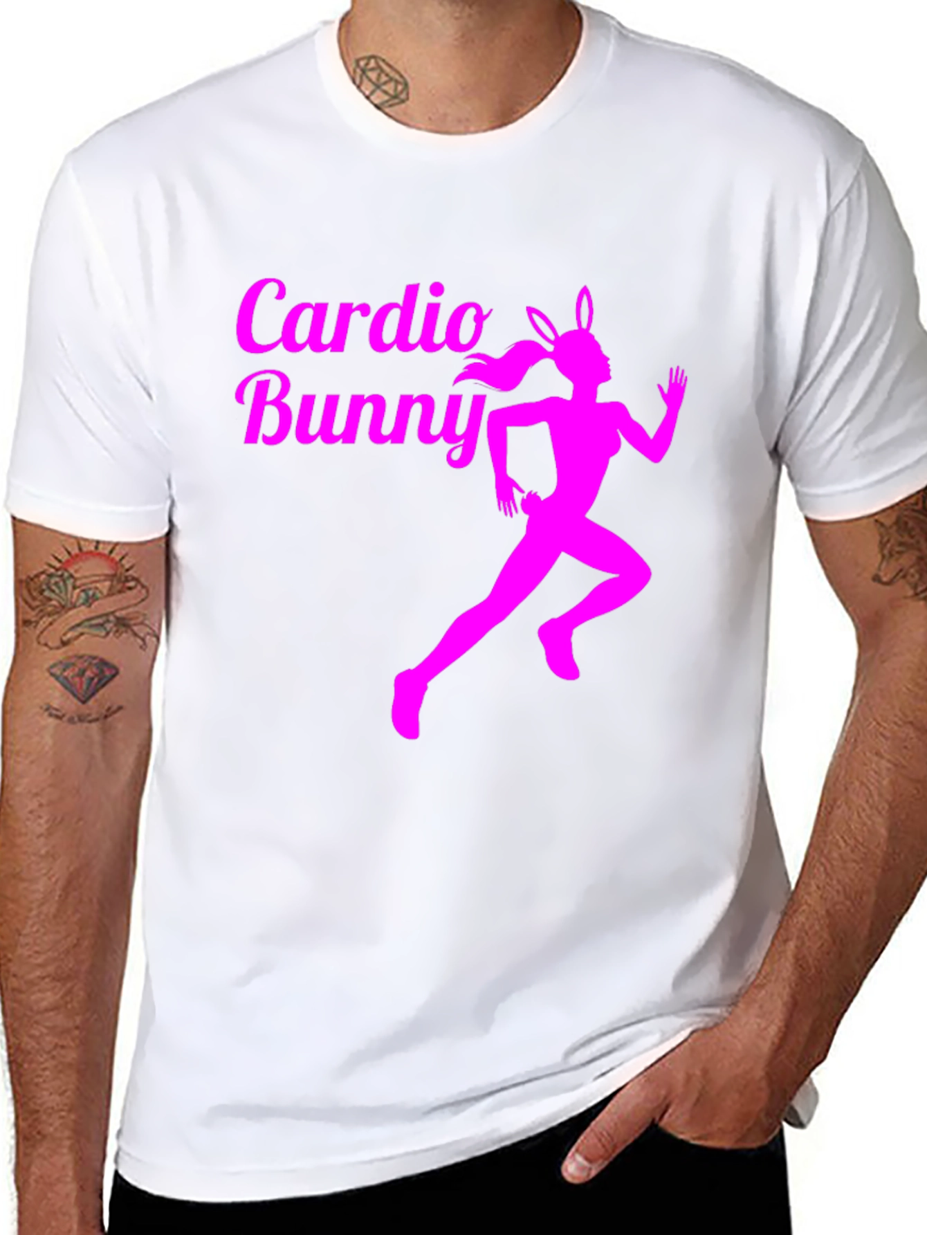 Cardio Bunny Graphic Tee - Running Rabbit Design