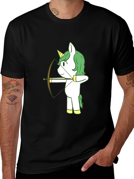 Unicorn Archer Graphic T-Shirt - Black Crew Neck Tee