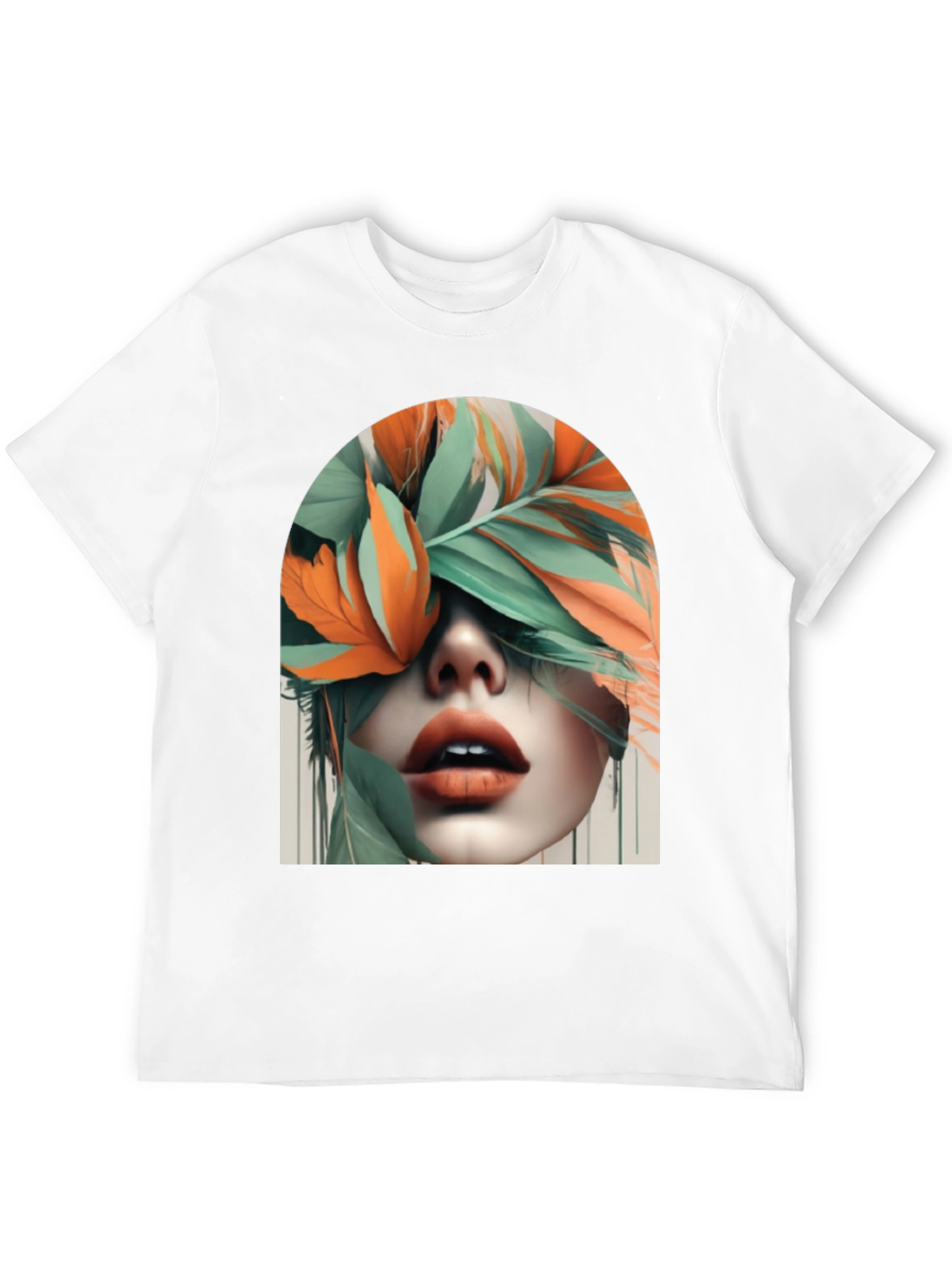 Leaf Face Graphic Tee - Unique Artistic Design