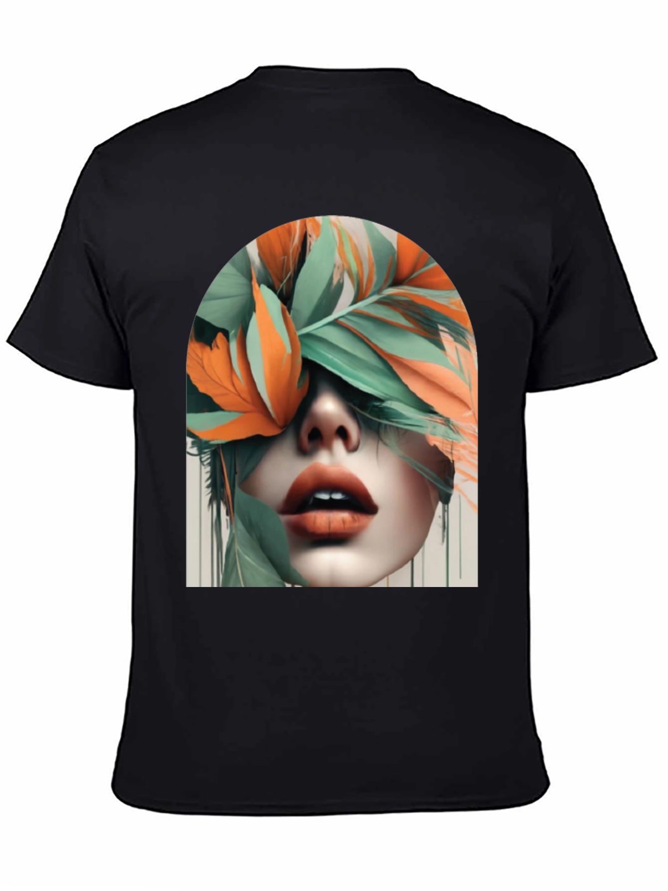 Leaf Face Graphic Tee - Unique Artistic Design