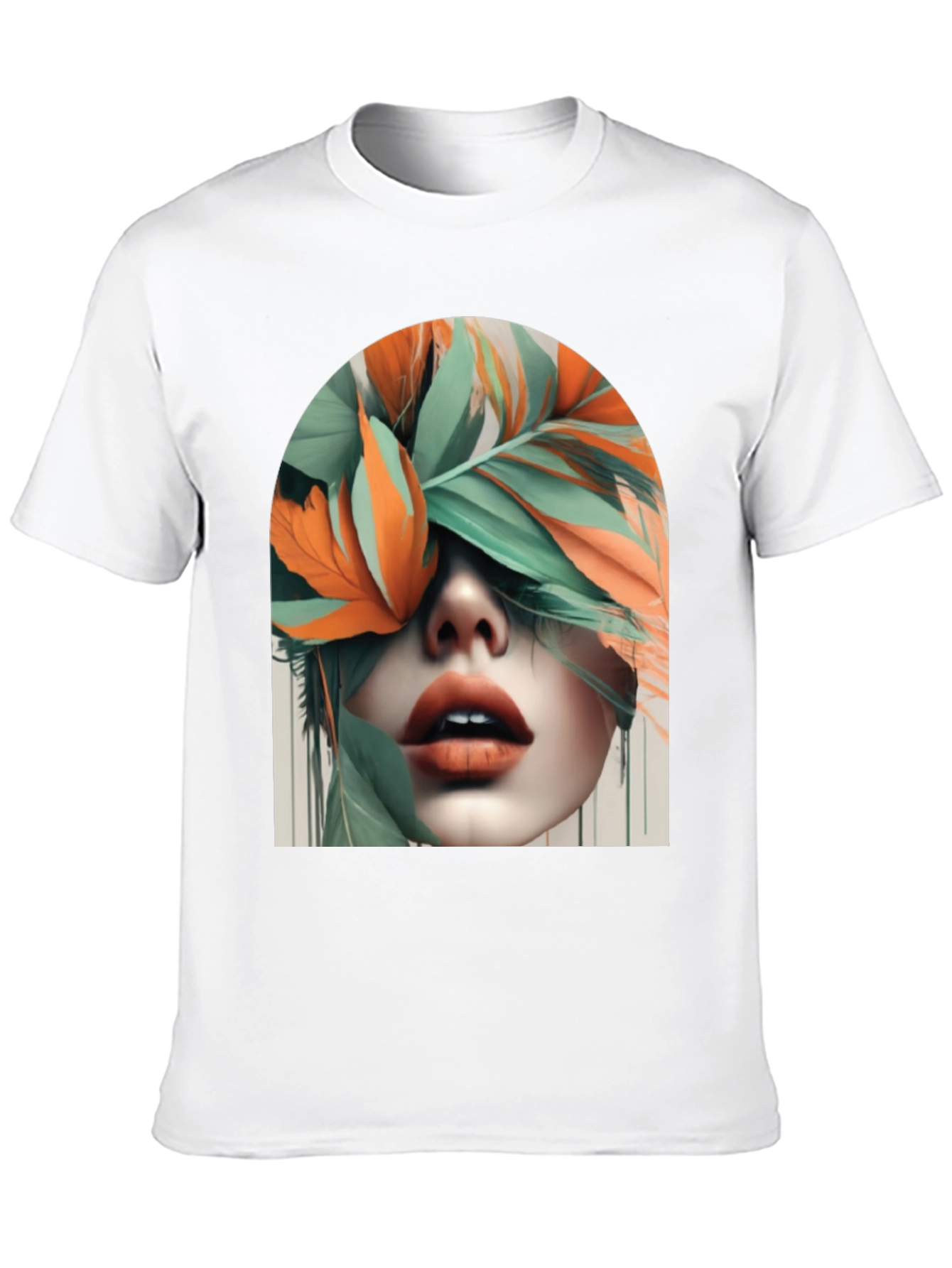 Leaf Face Graphic Tee - Unique Artistic Design