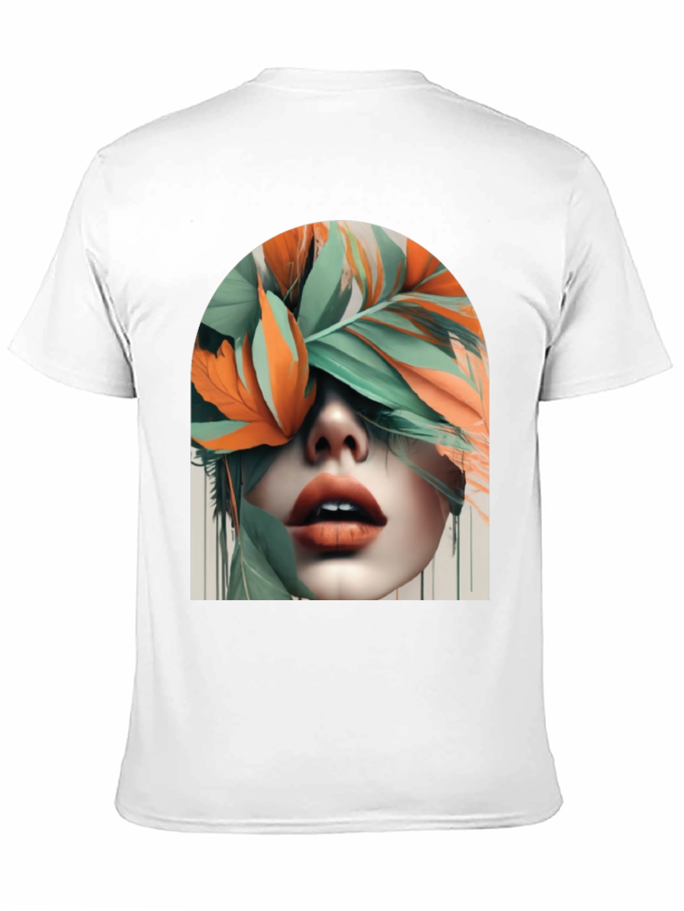 Leaf Face Graphic Tee - Unique Artistic Design