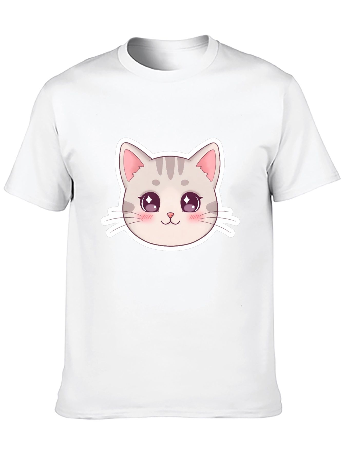 Cute Cat Face Graphic Black T-Shirt