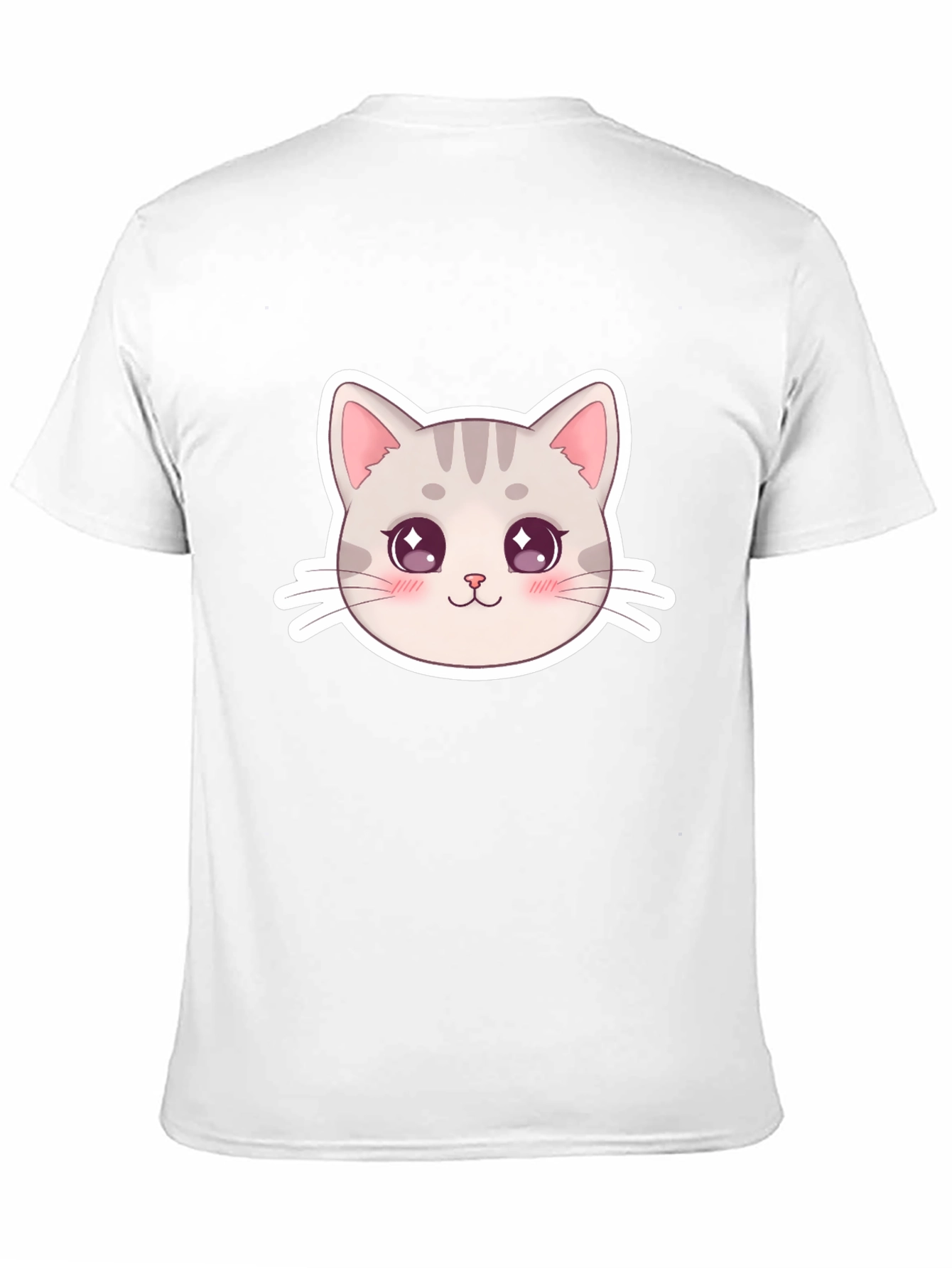 Cute Cat Face Graphic Black T-Shirt