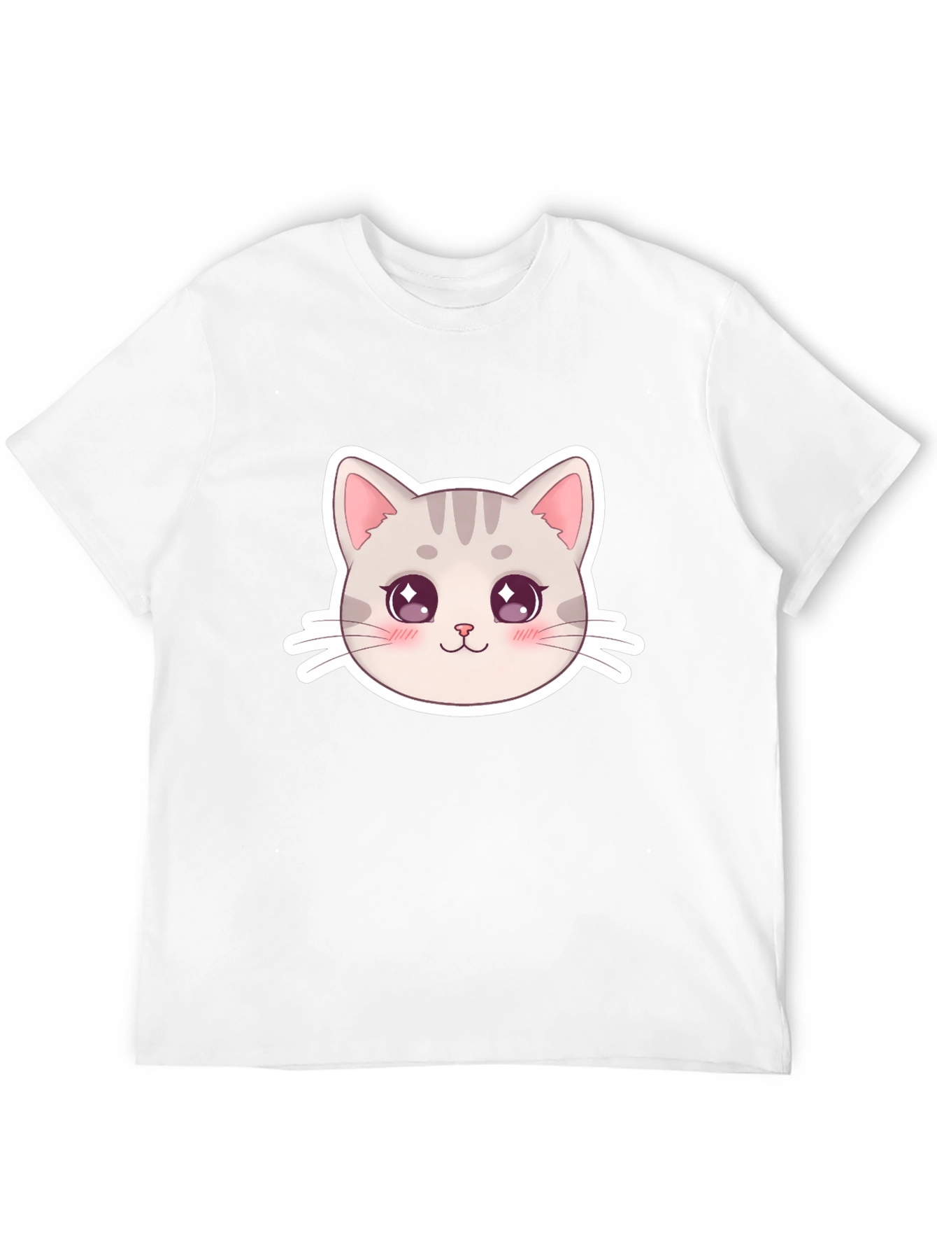 Cute Cat Face Graphic Black T-Shirt