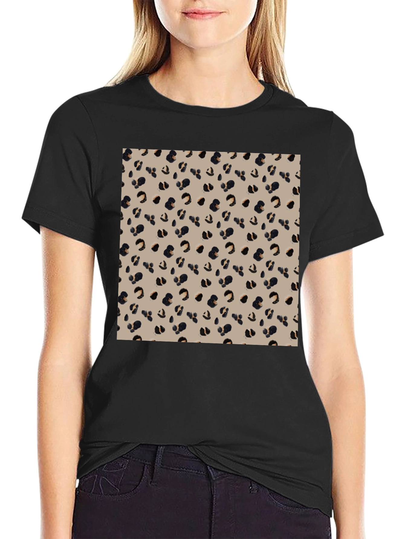Stylish Leopard Print T-Shirt - Black