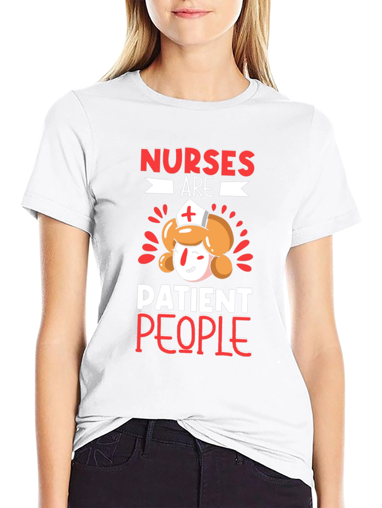 Nurses Are Patient People Black Graphic T-Shirt