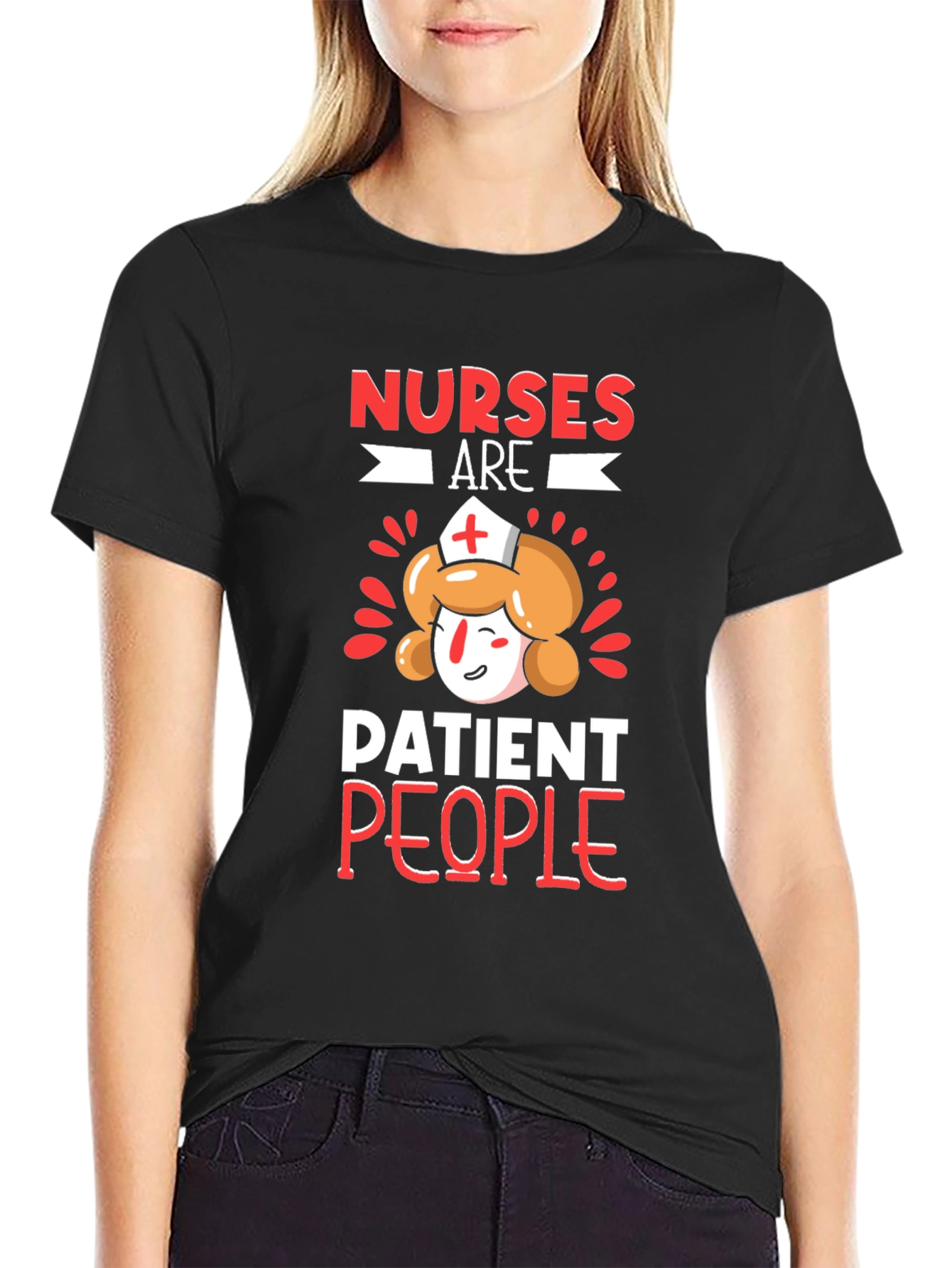 Nurses Are Patient People Black Graphic T-Shirt