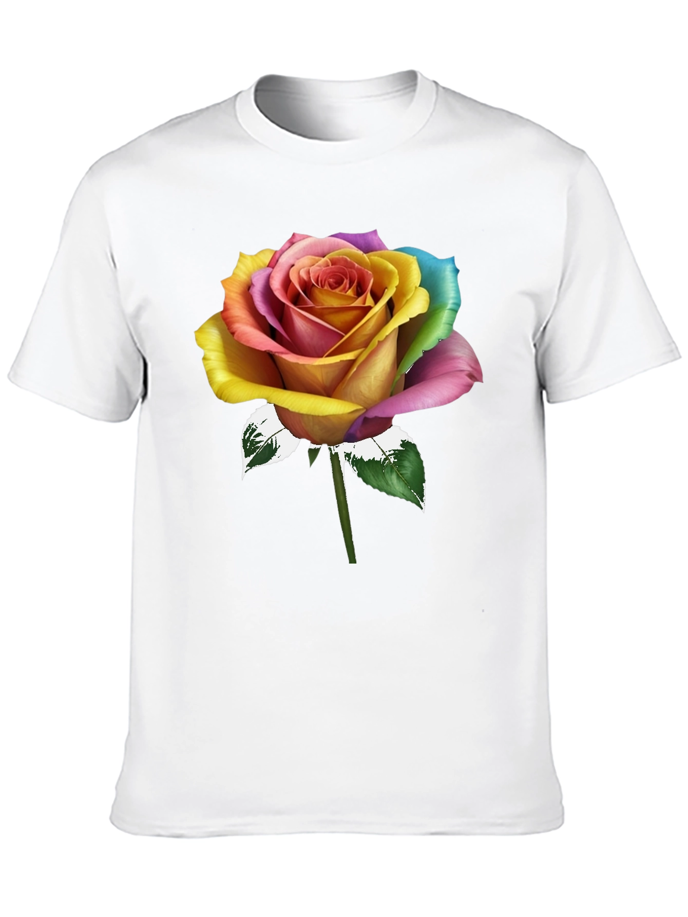 Rainbow Rose Graphic Tee - Stylish Mens T-Shirt