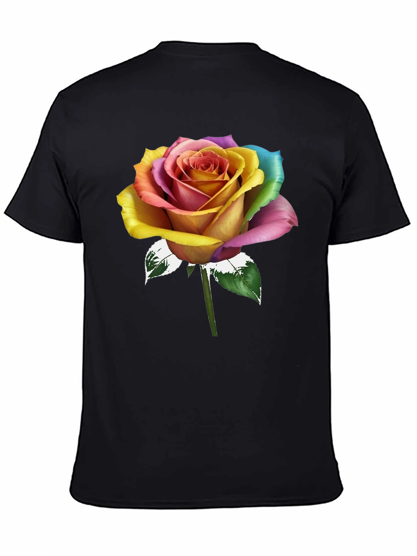 Rainbow Rose Graphic Tee - Stylish Mens T-Shirt