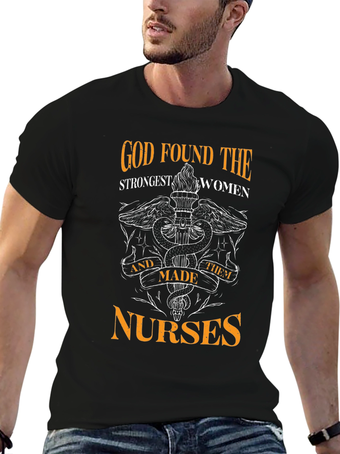God Found The Strongest Women Nurses Black T-Shirt