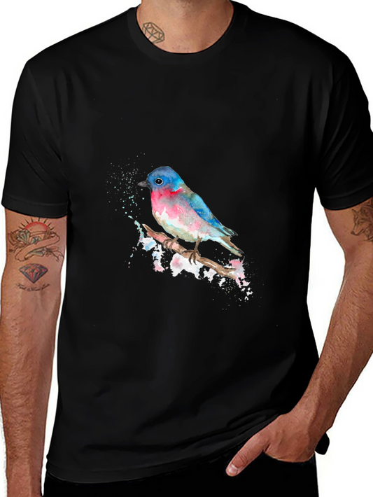 Watercolor Bird Graphic Tee - Black