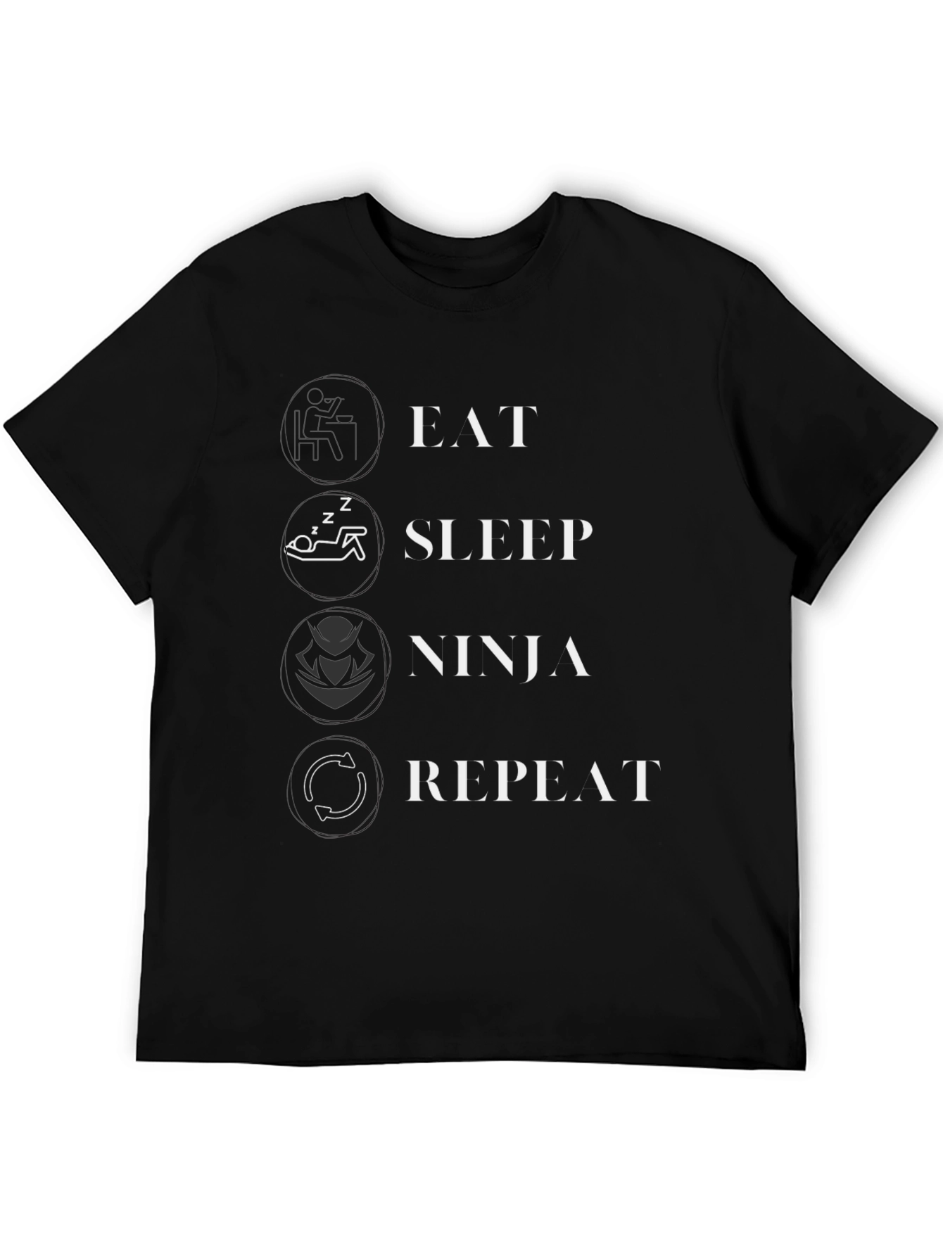 Eat Sleep Ninja Repeat Black Graphic T-Shirt