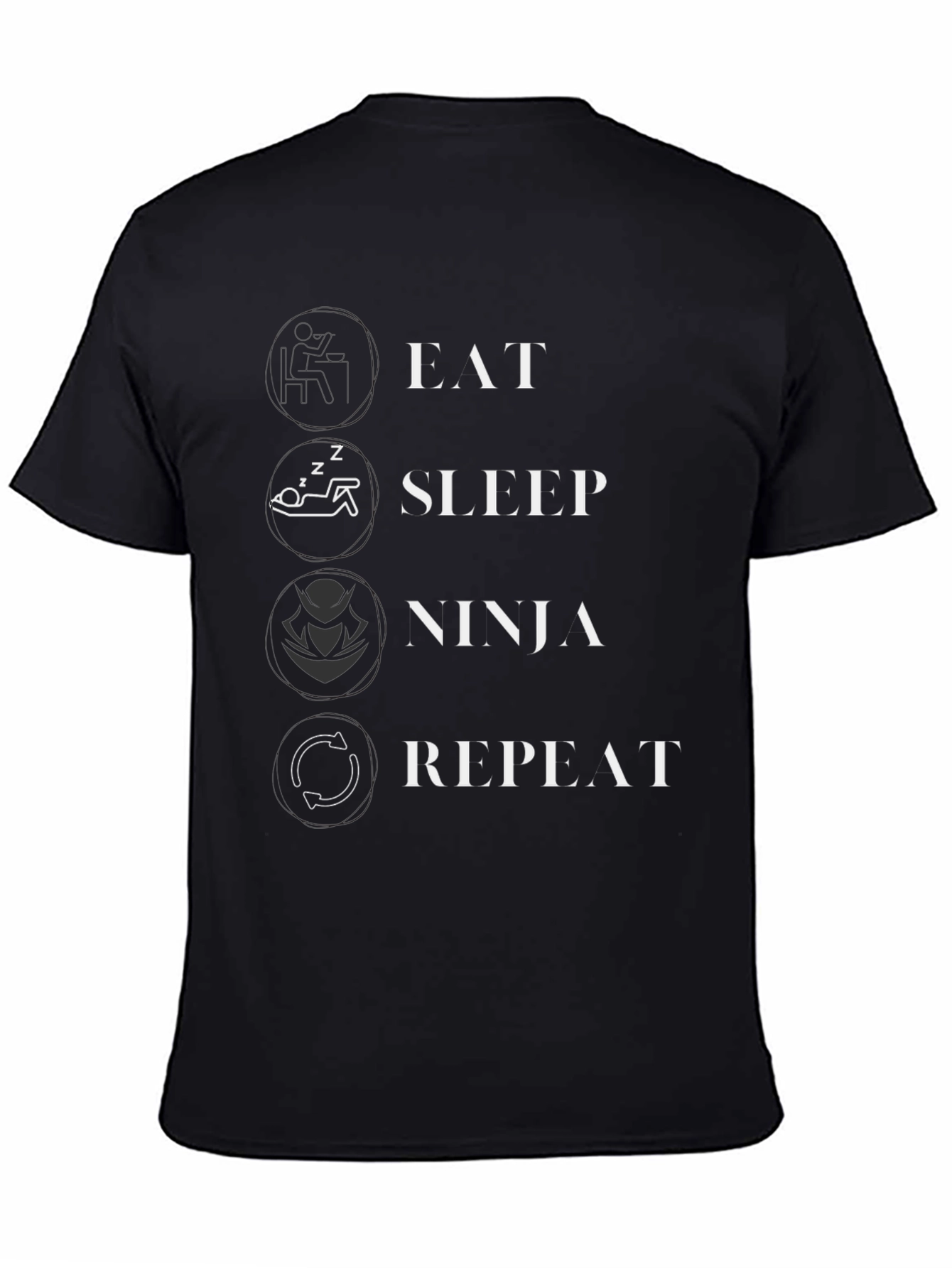 Eat Sleep Ninja Repeat Black Graphic T-Shirt