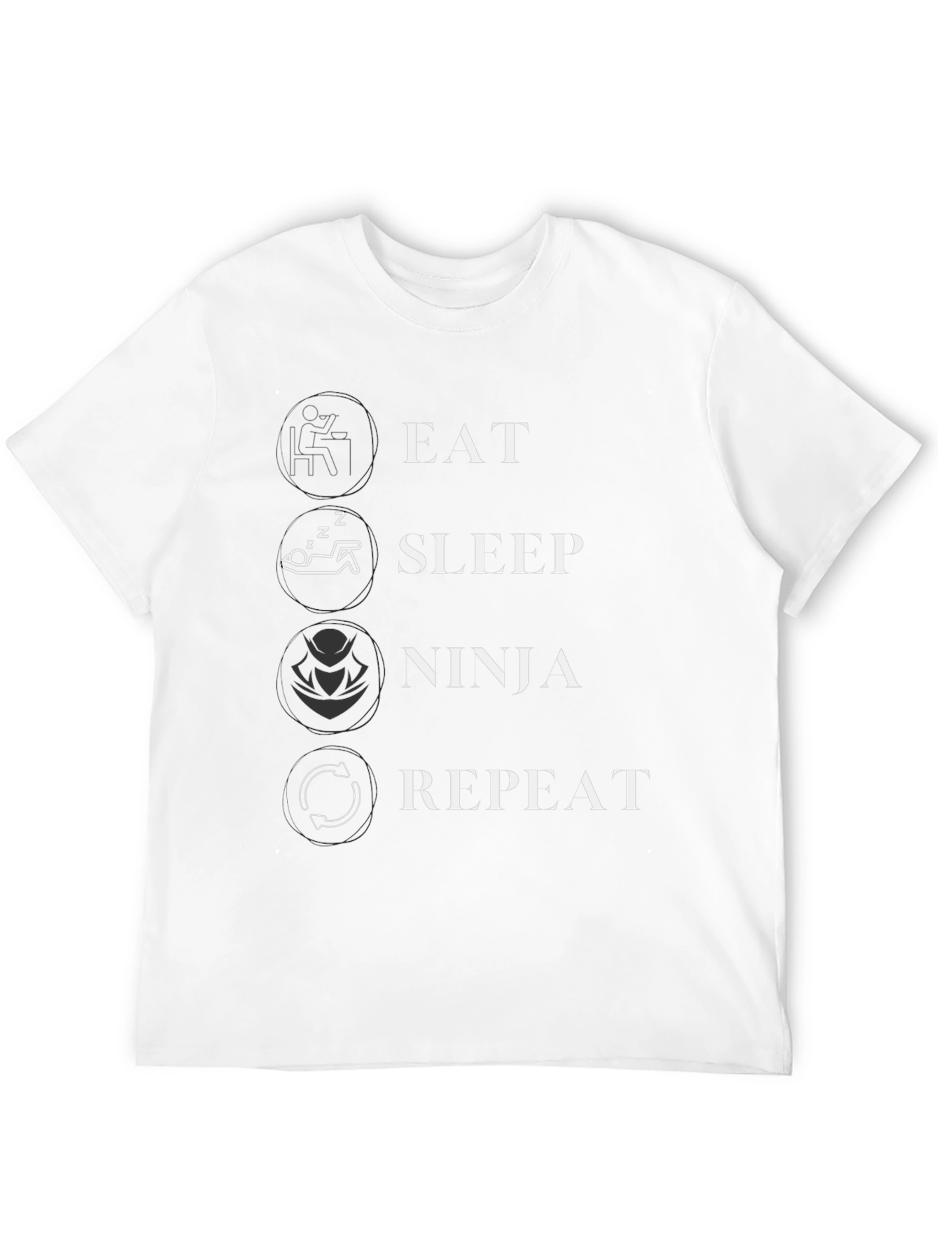 Eat Sleep Ninja Repeat Black Graphic T-Shirt