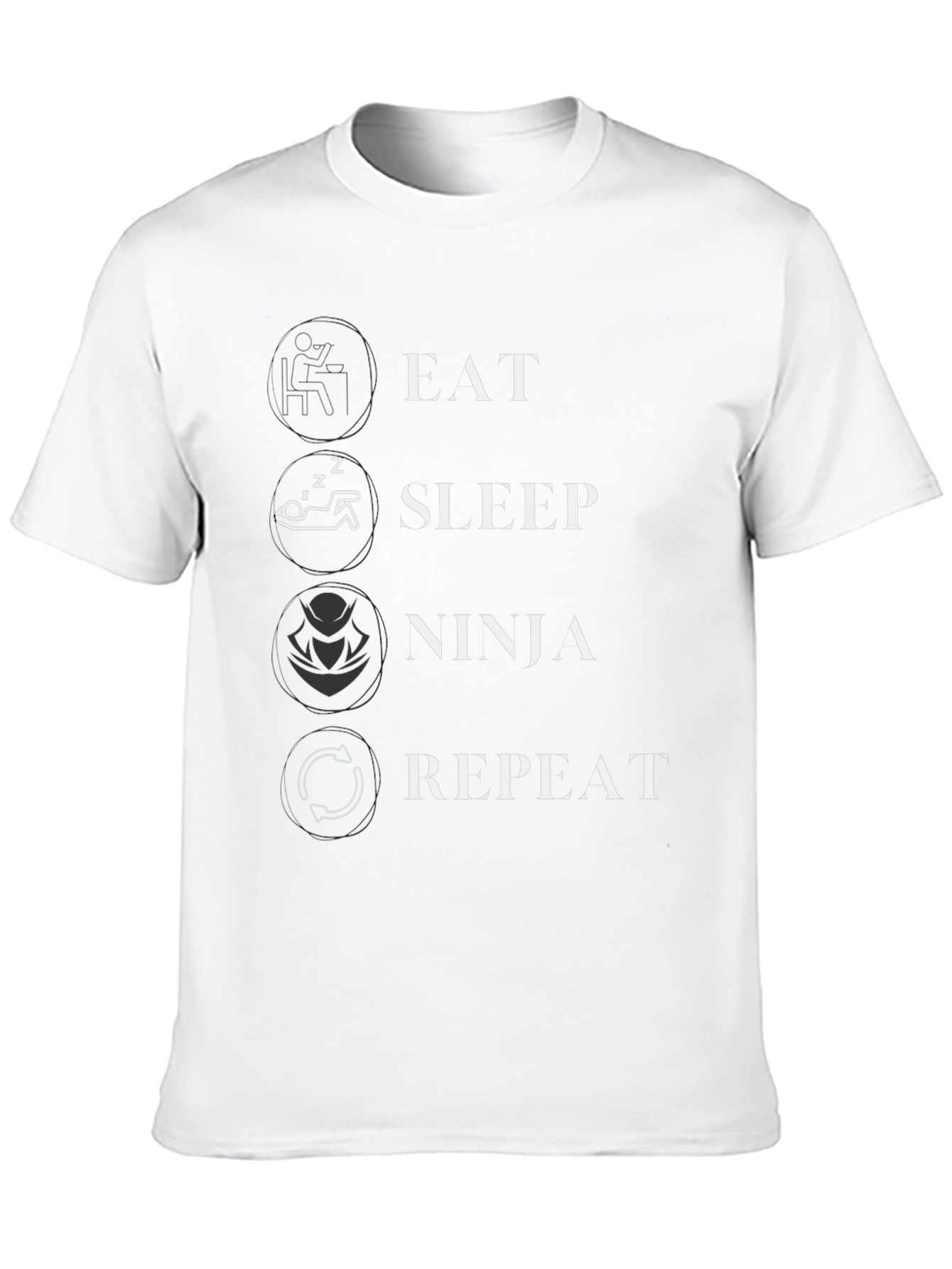 Eat Sleep Ninja Repeat Black Graphic T-Shirt