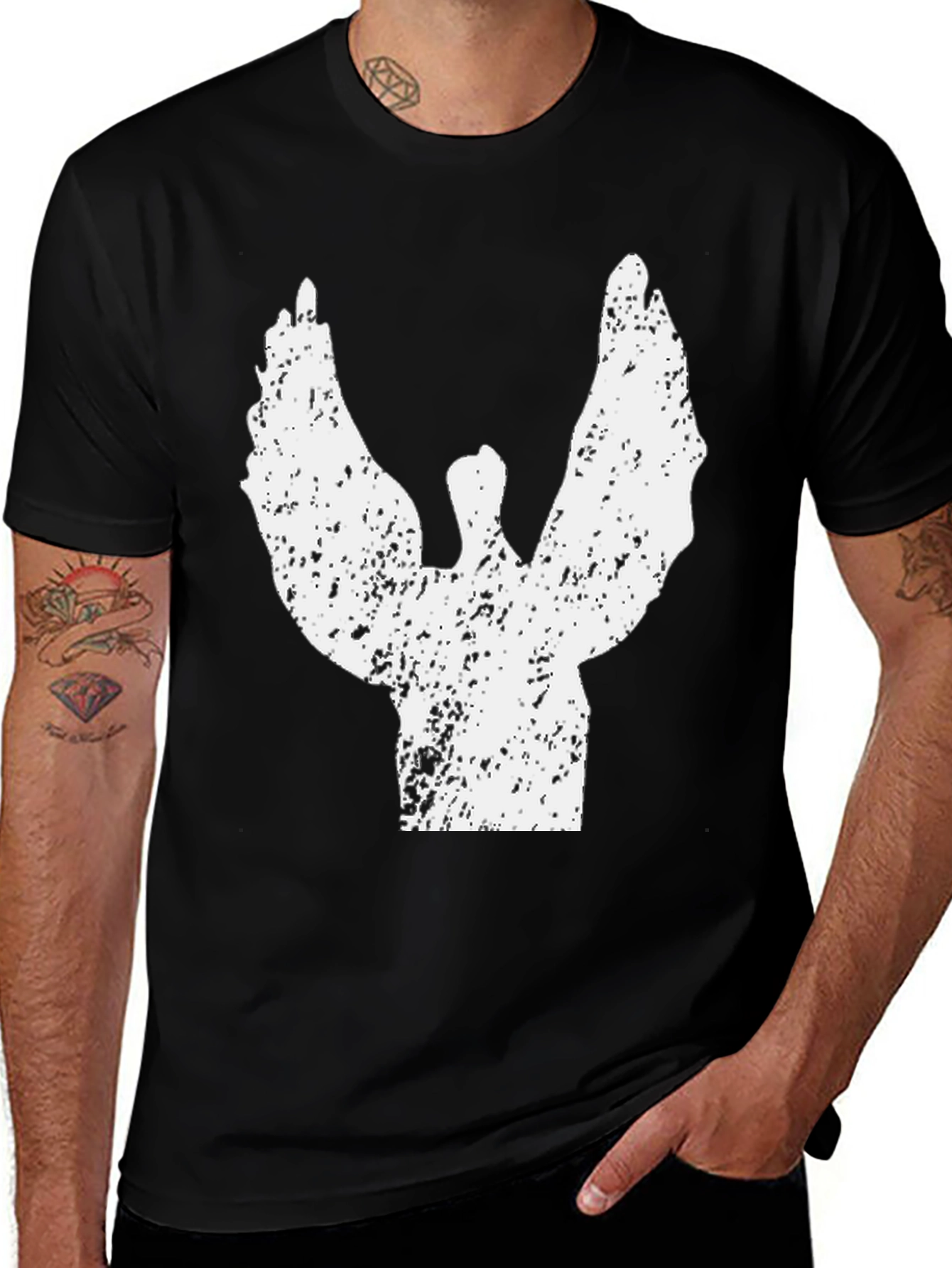 Angel Wings Graphic T-Shirt - Stylish Black Tee