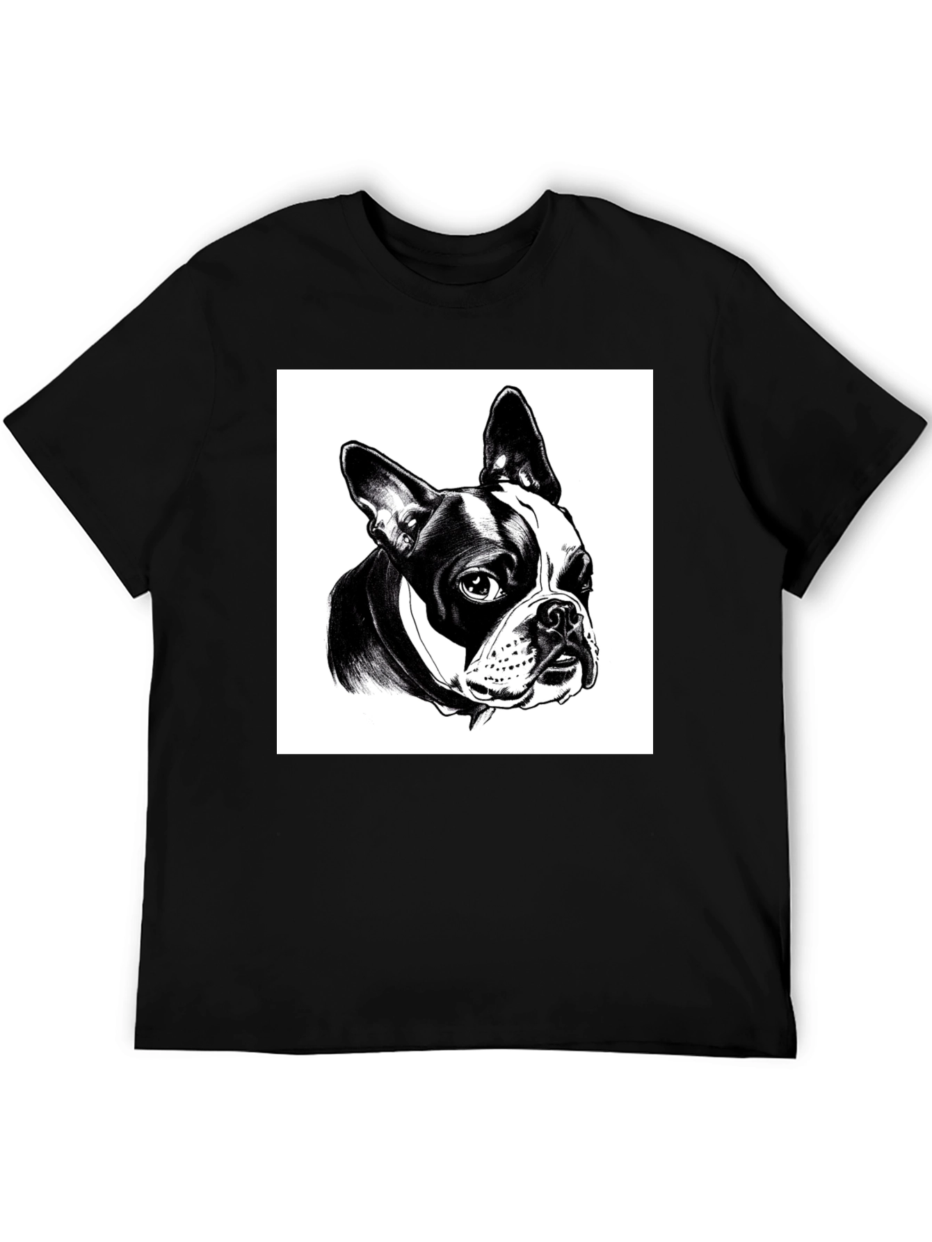 Boston Terrier Graphic Tee - Black Cotton T-Shirt