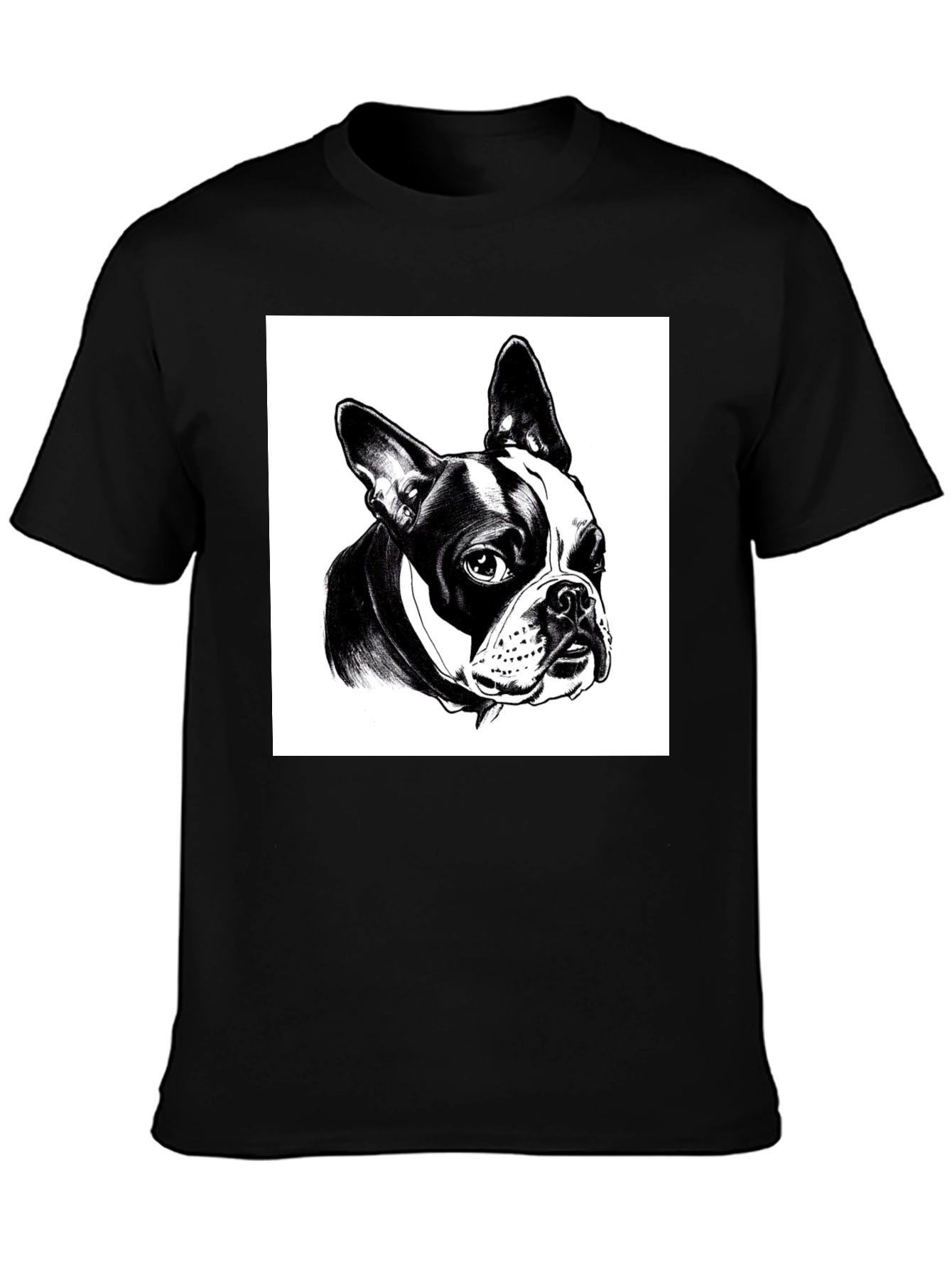 Boston Terrier Graphic Tee - Black Cotton T-Shirt
