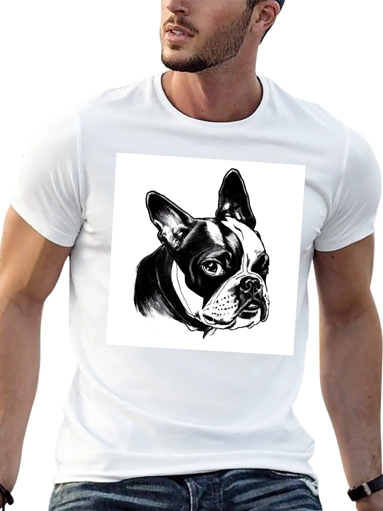 Boston Terrier Graphic Tee - Black Cotton T-Shirt