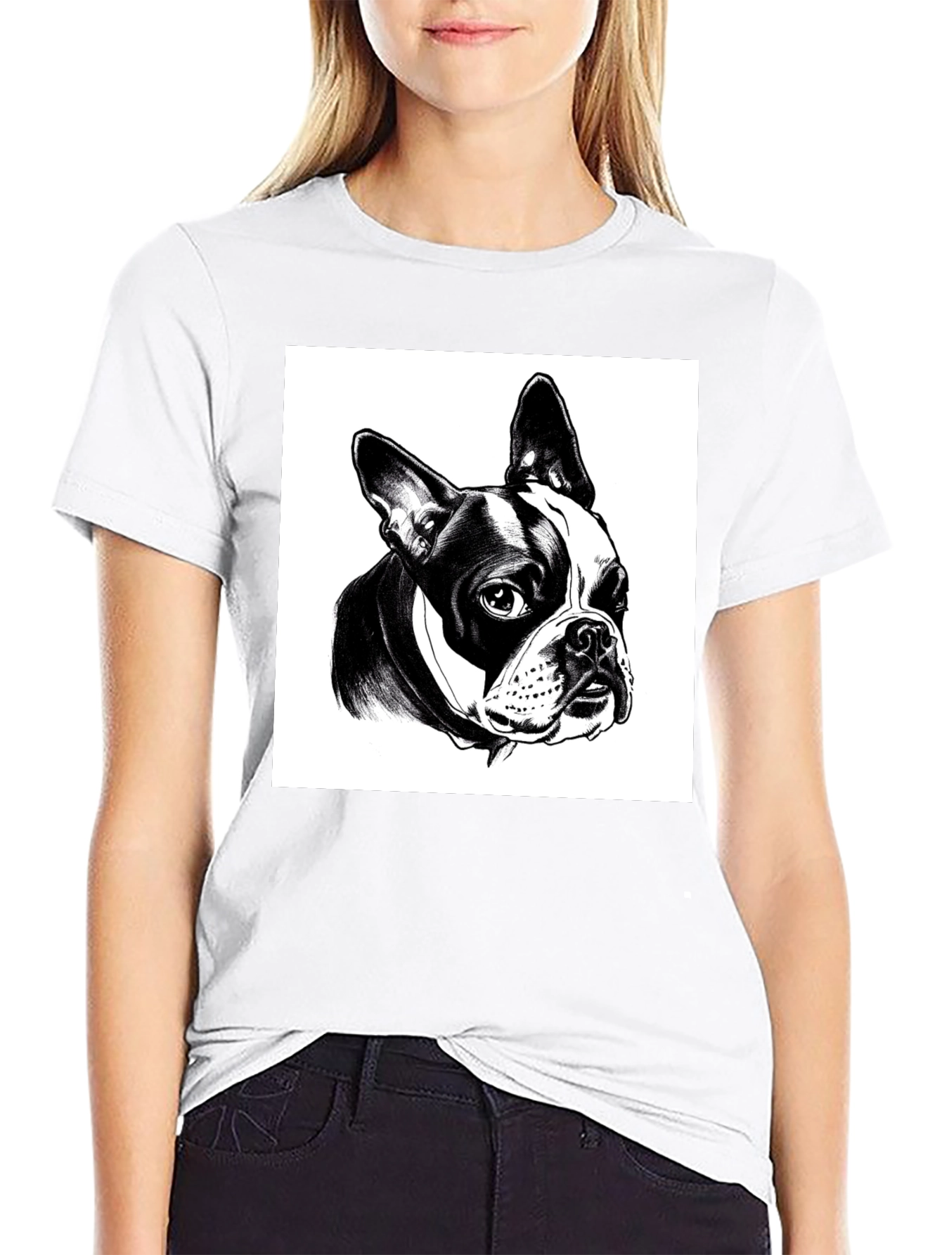 Boston Terrier Graphic Tee - Black Cotton T-Shirt
