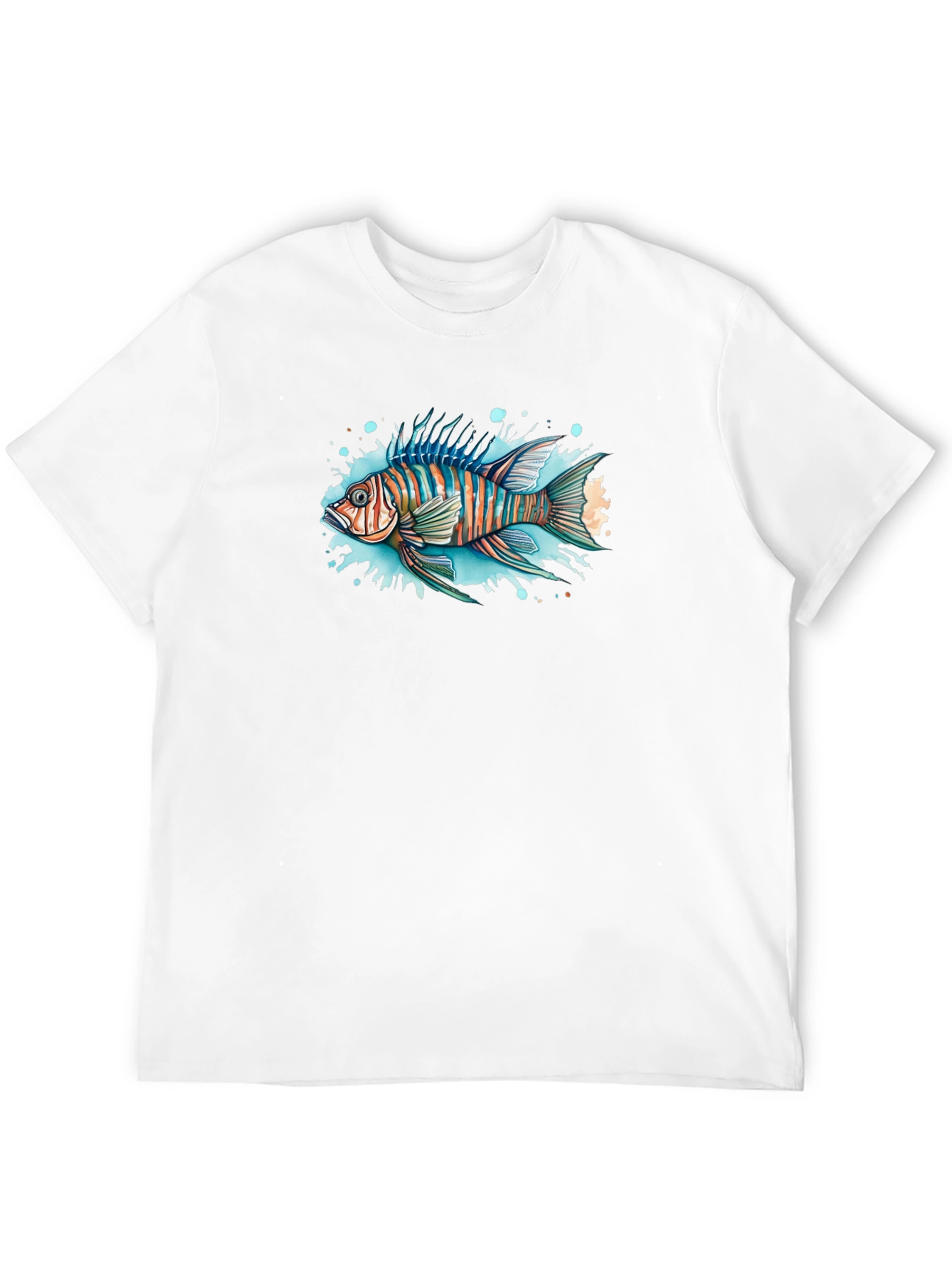 Striped Fish Graphic Black Tee