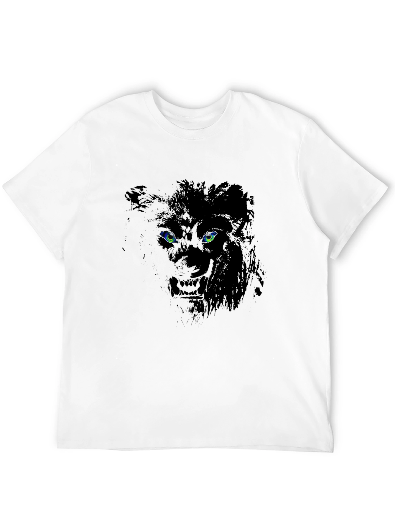 Lion Eyes Graphic Print Black T-Shirt