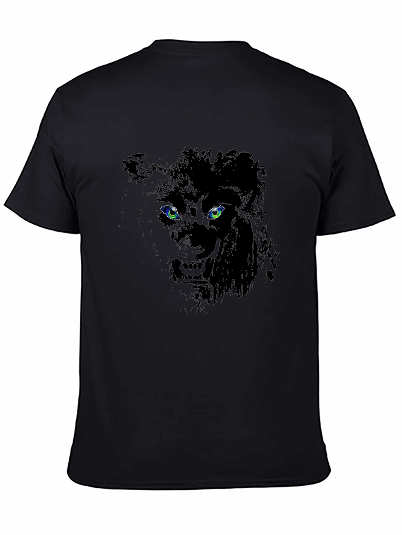 Lion Eyes Graphic Print Black T-Shirt
