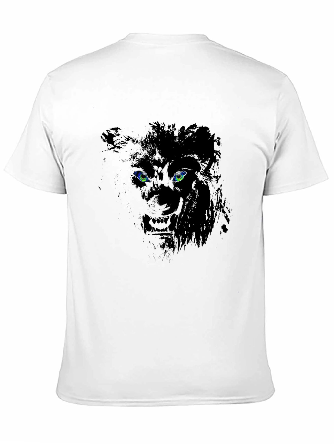 Lion Eyes Graphic Print Black T-Shirt