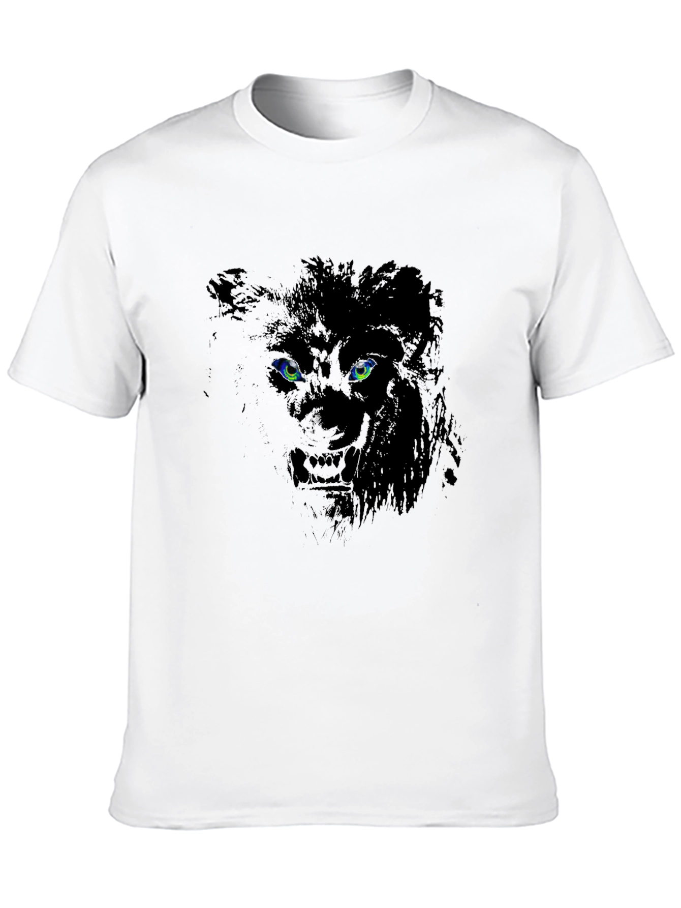 Lion Eyes Graphic Print Black T-Shirt