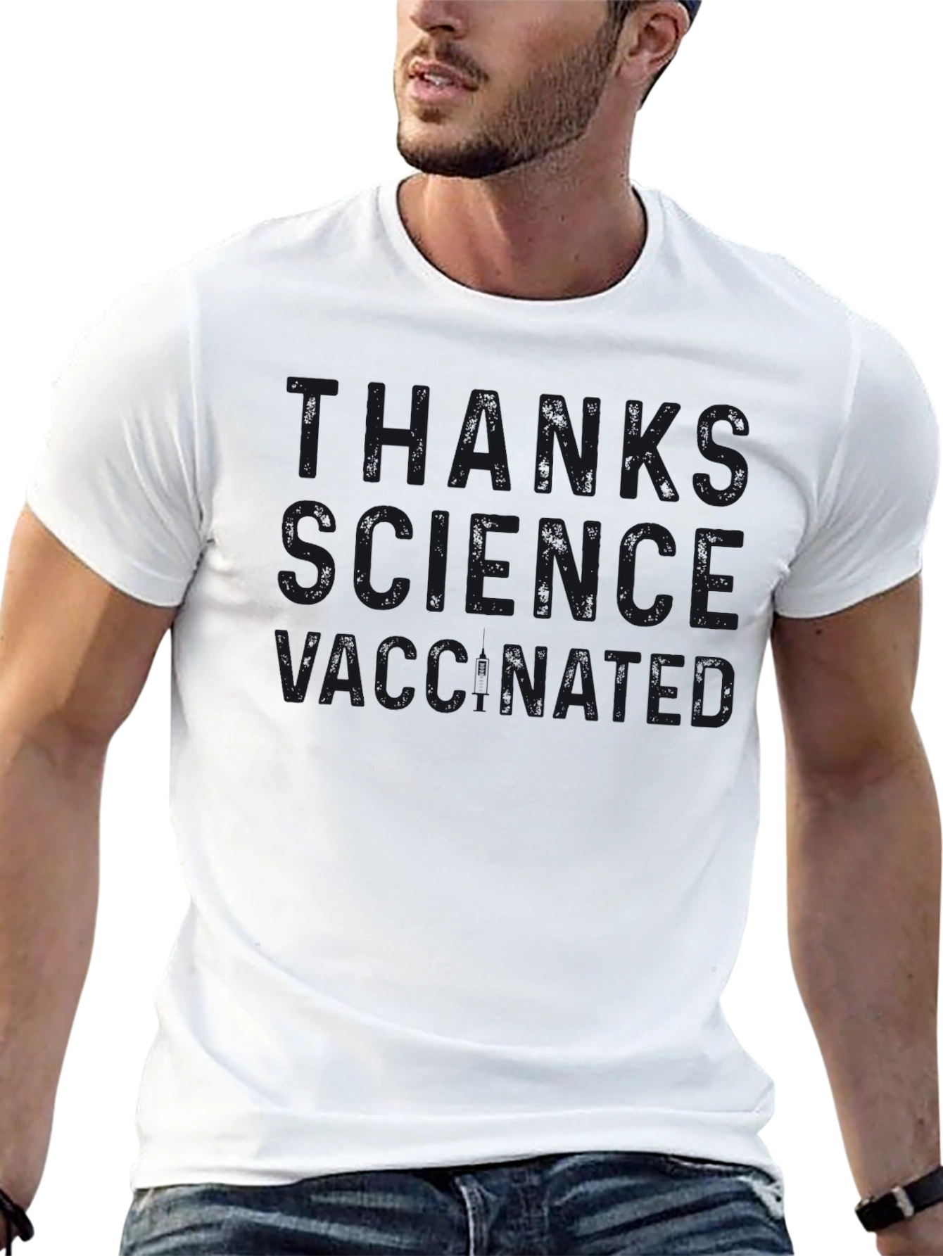 Thanks Science Vaccinated Black T-Shirt