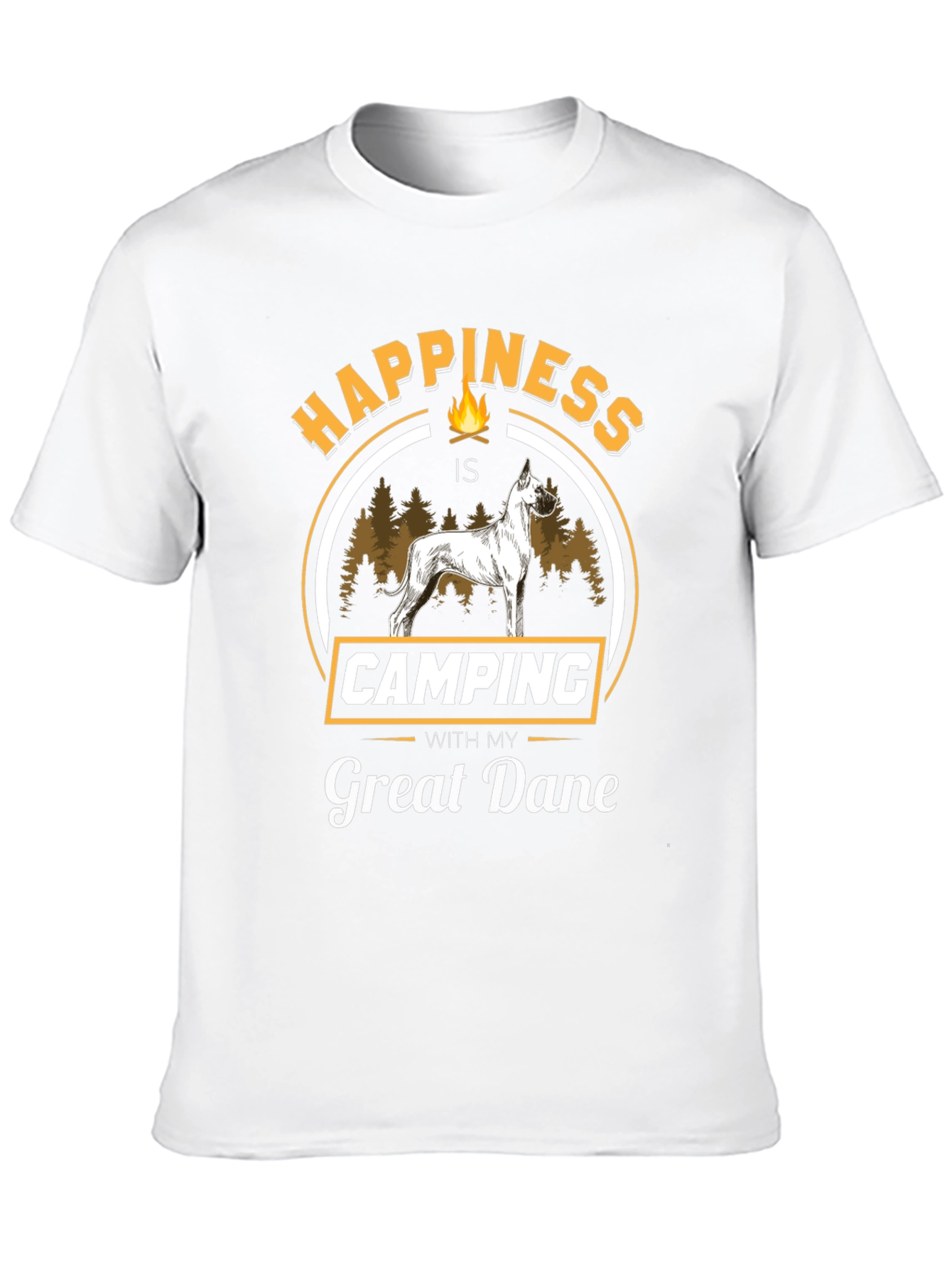 Happiness is Camping With My Great Dane Black T-Shirt