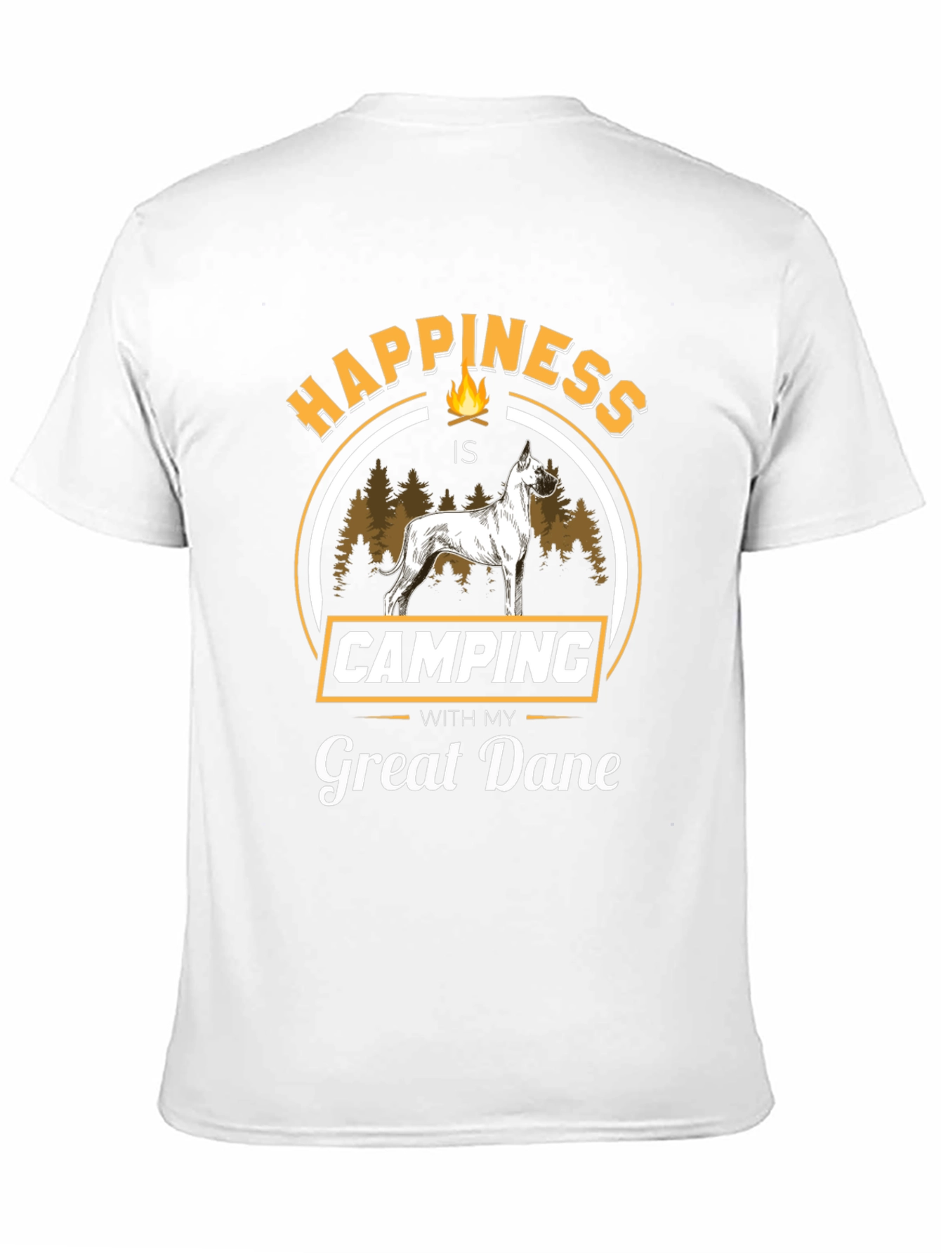 Happiness is Camping With My Great Dane Black T-Shirt