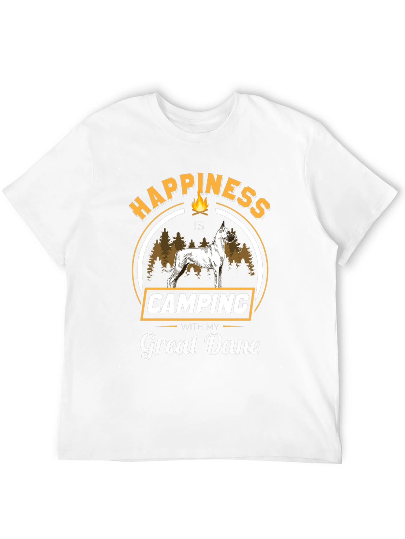 Happiness is Camping With My Great Dane Black T-Shirt