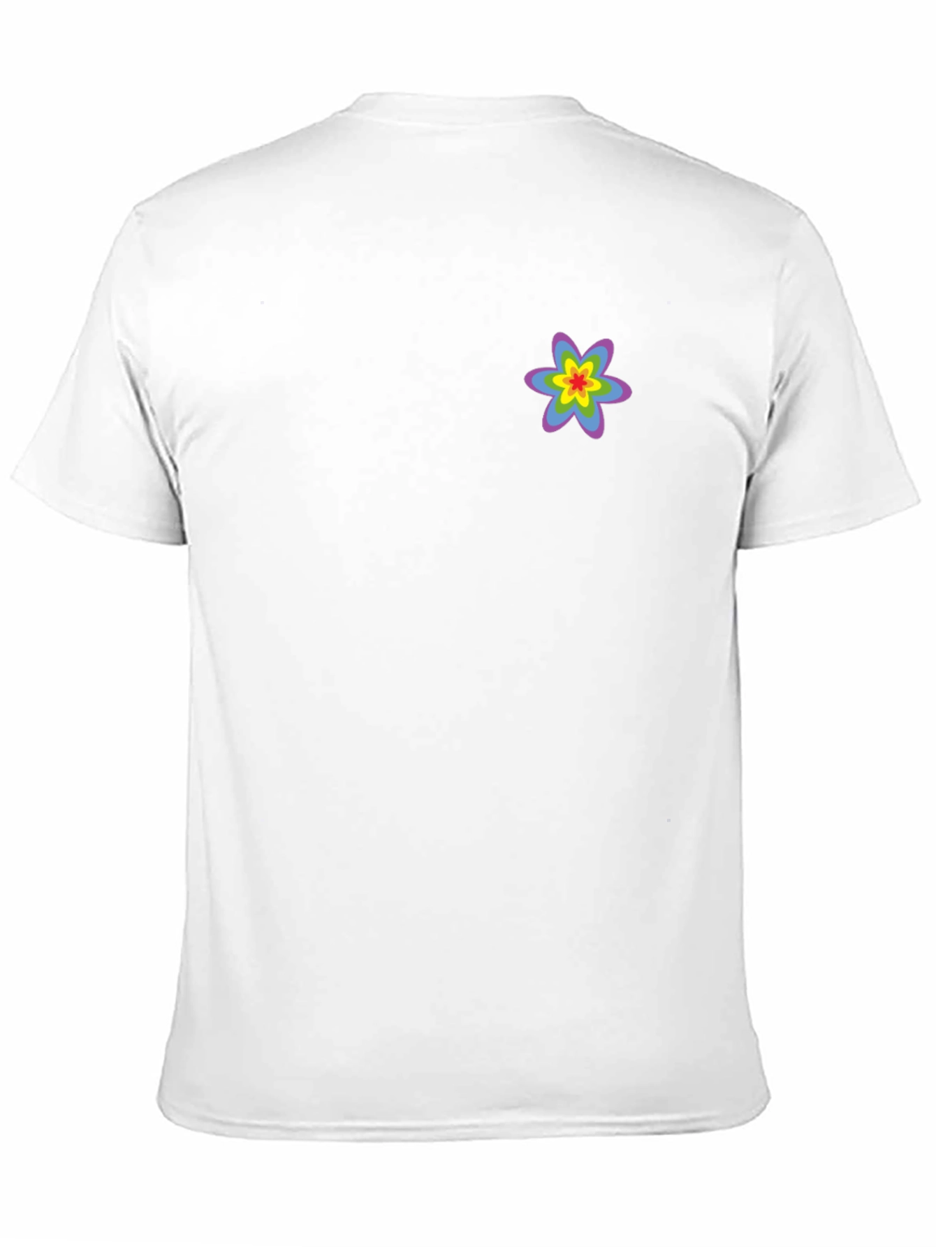 Black T-Shirt with Rainbow Flower
