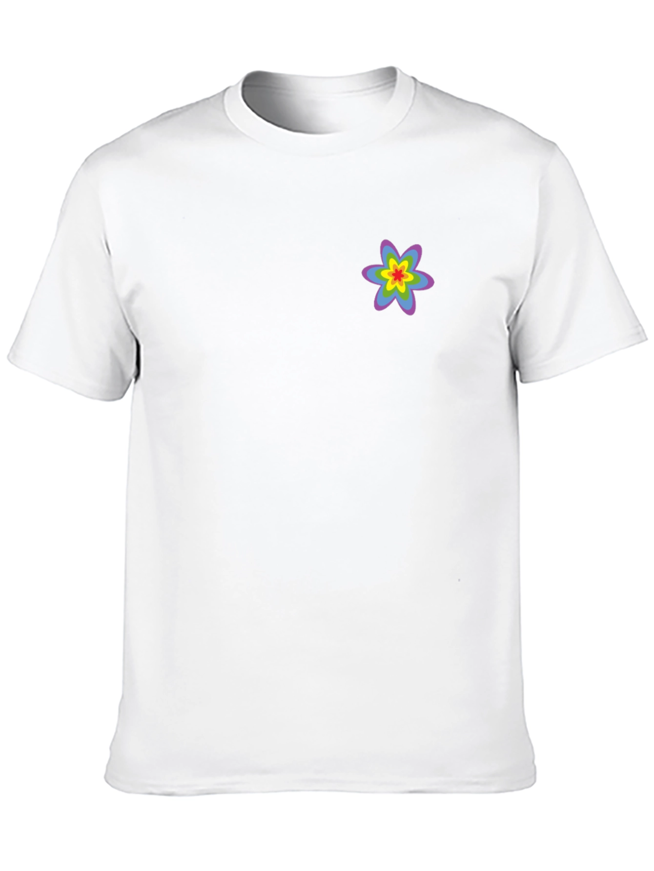 Black T-Shirt with Rainbow Flower